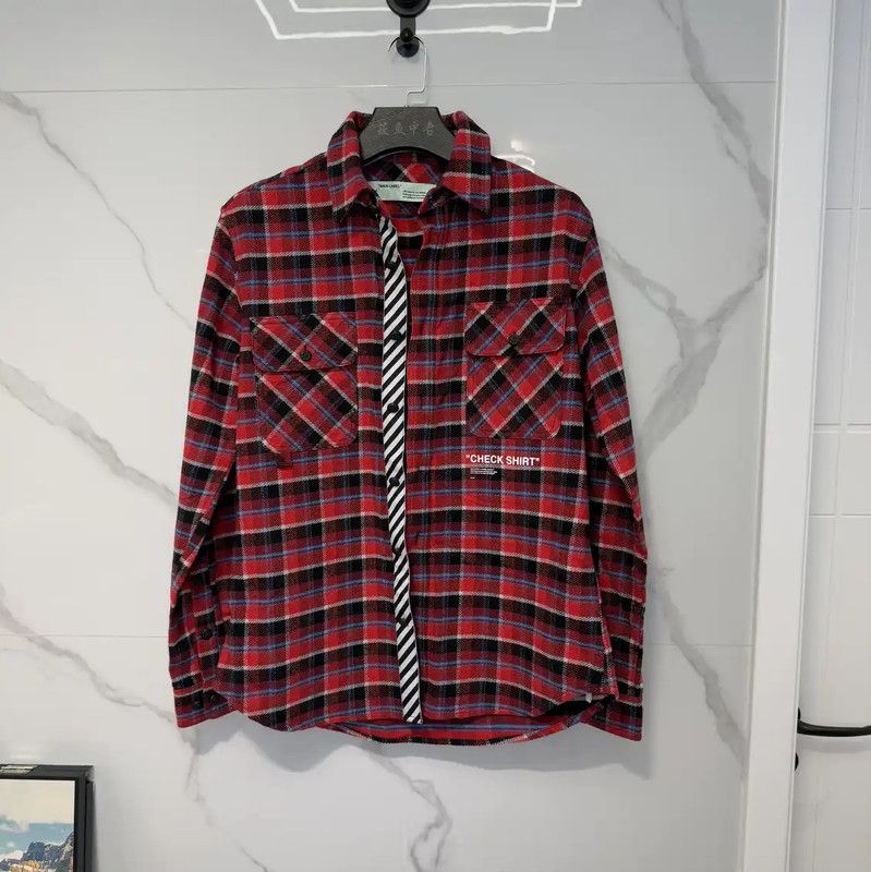 Off-White Off-White Red Check Long Sleeve Shirt 0089 Size US M / EU 48-50 / 2 - 1 Thumbnail