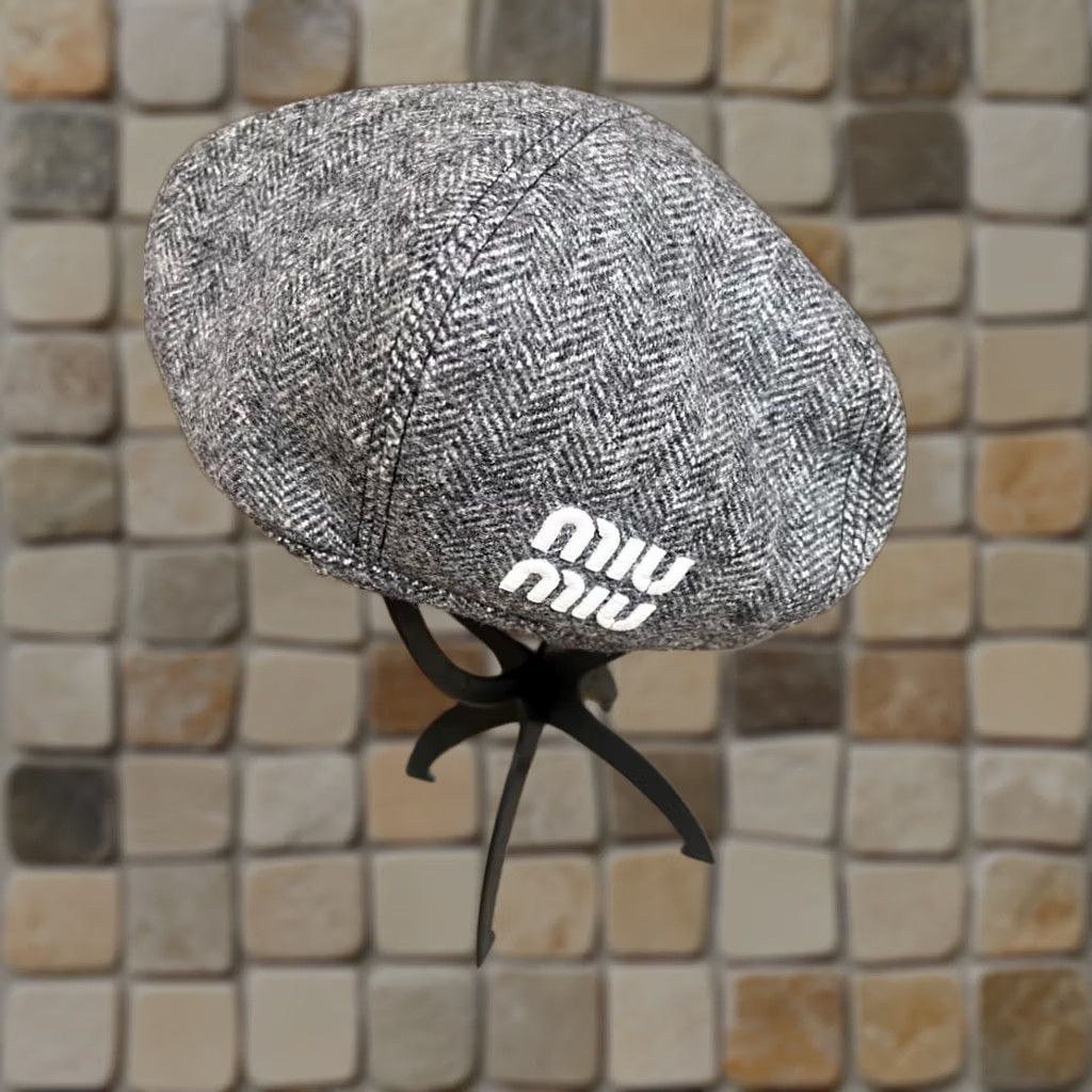 Miu Miu Miu Hat Womens S Gray 5HC075 Beret Size Women Used Good Japan Size ONE SIZE - 1 Thumbnail