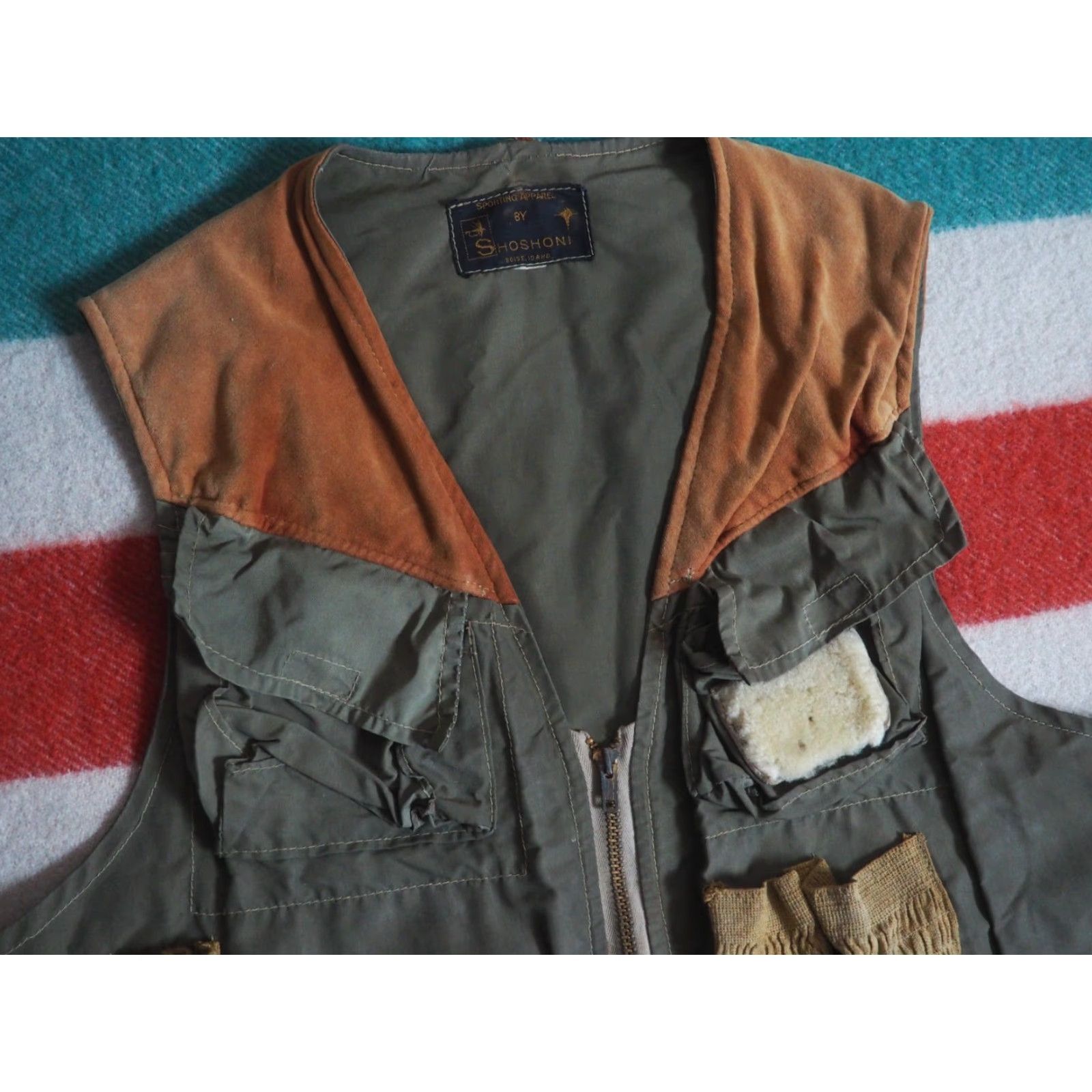Vintage VINTAGE Shoshoni Vest Outdoor Hunting Cotton Suede Military Jacket Mens L Brown 50s Zip Pockets Size US L / EU 52-54 / 3 - 3 Thumbnail