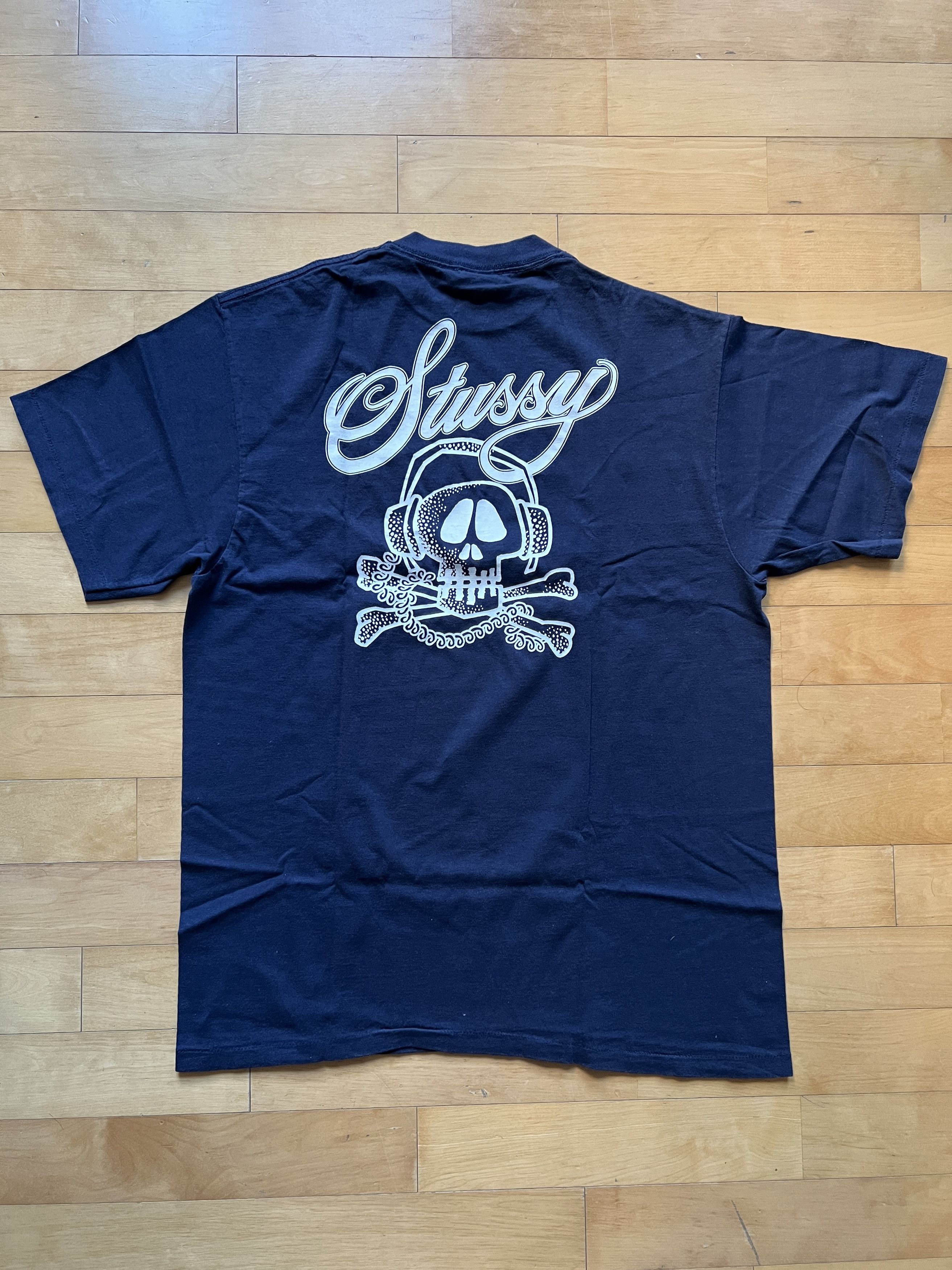 OLD stussy skull リプロダクト　XL STUSSY(ステューシー) 90's~00's VINTAGE BIKER SKULL Tシャツ