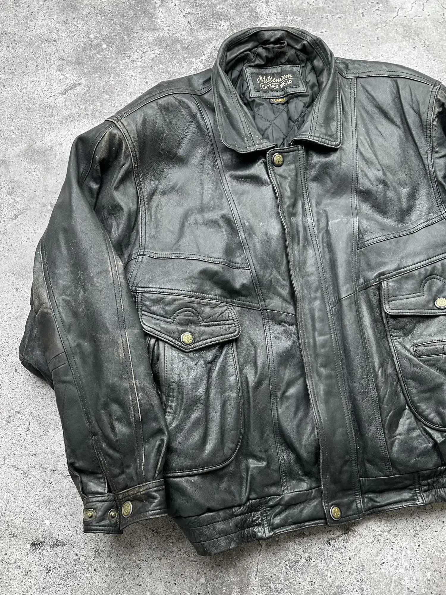 Vintage Vintage Faded Leather Jacket C555(V230) Size US XL / EU 56 / 4 - 2 Thumbnail