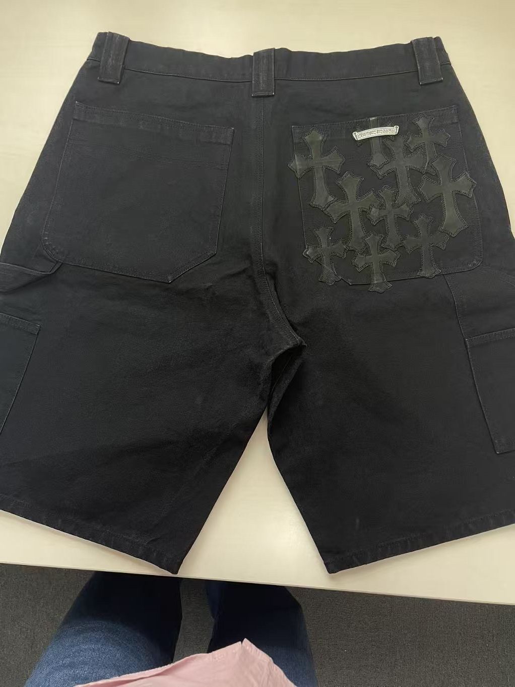 Chrome Hearts Chrome Hearts Black Cross Leather Patch Silver Button Shorts Size US 34 / EU 50 - 10 Thumbnail