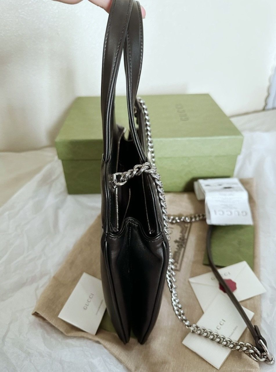 Gucci Retail $3100 Gucci Calfskin Petite GG Small Tote Bag Black Size ONE SIZE - 8 Thumbnail