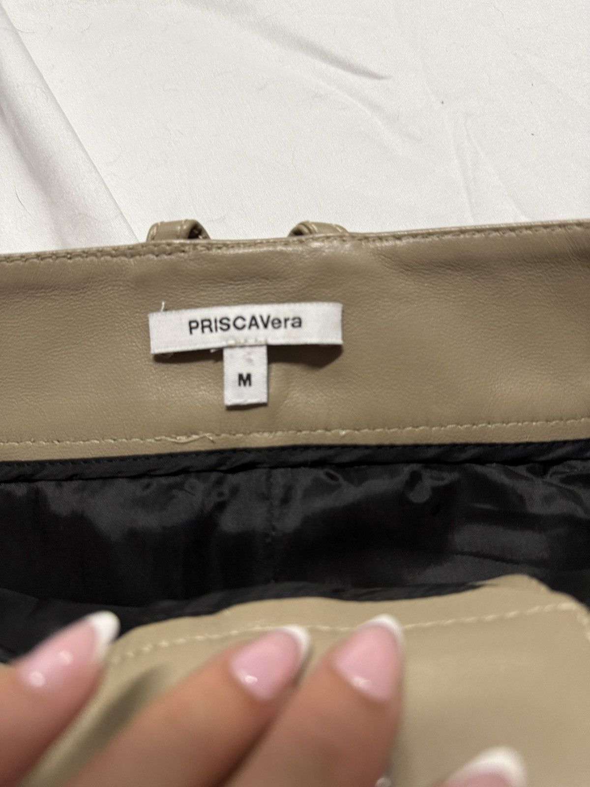 PRISCAVera PriscaVera Taupe Leather A-Line Mini Skirt Size 27" / US 4 / IT 40 - 3 Thumbnail