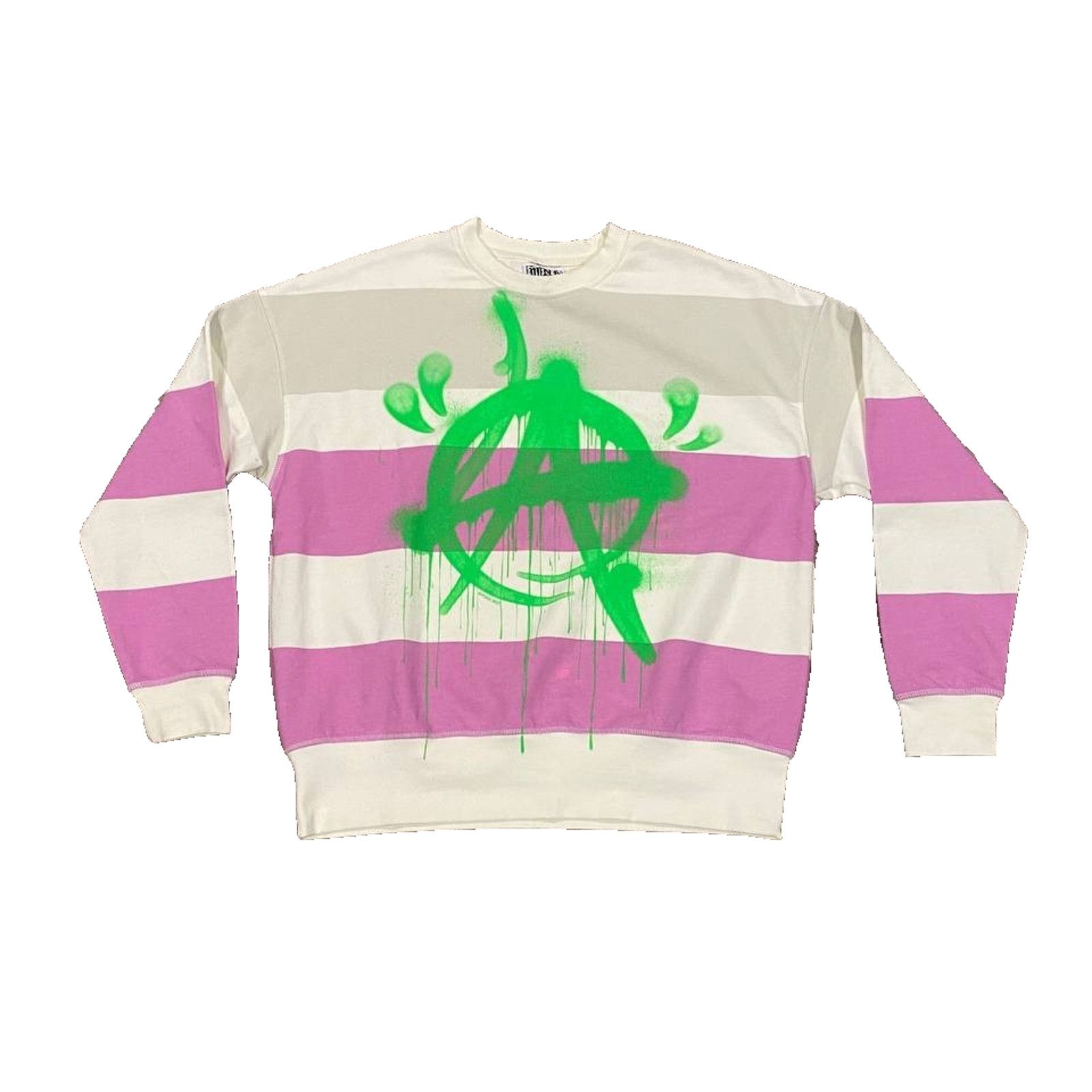 Other Punk LA Anarchy Neon Green Striped Crewneck Sweater sz S Size US S / EU 44-46 / 1 - 1 Thumbnail