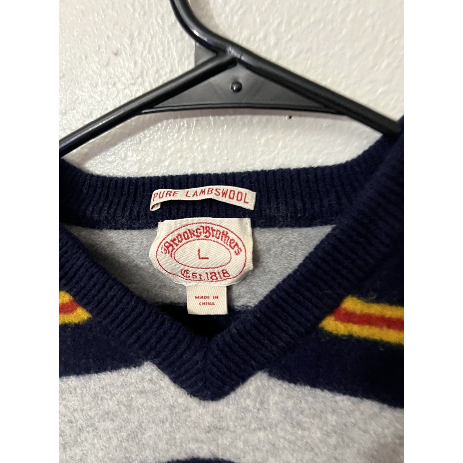 Brooks Brothers Brooks Brothers Pure Lambswool L Gray Blue Striped Sweater Measurements In Photo Size US L / EU 52-54 / 3 - 2 Thumbnail