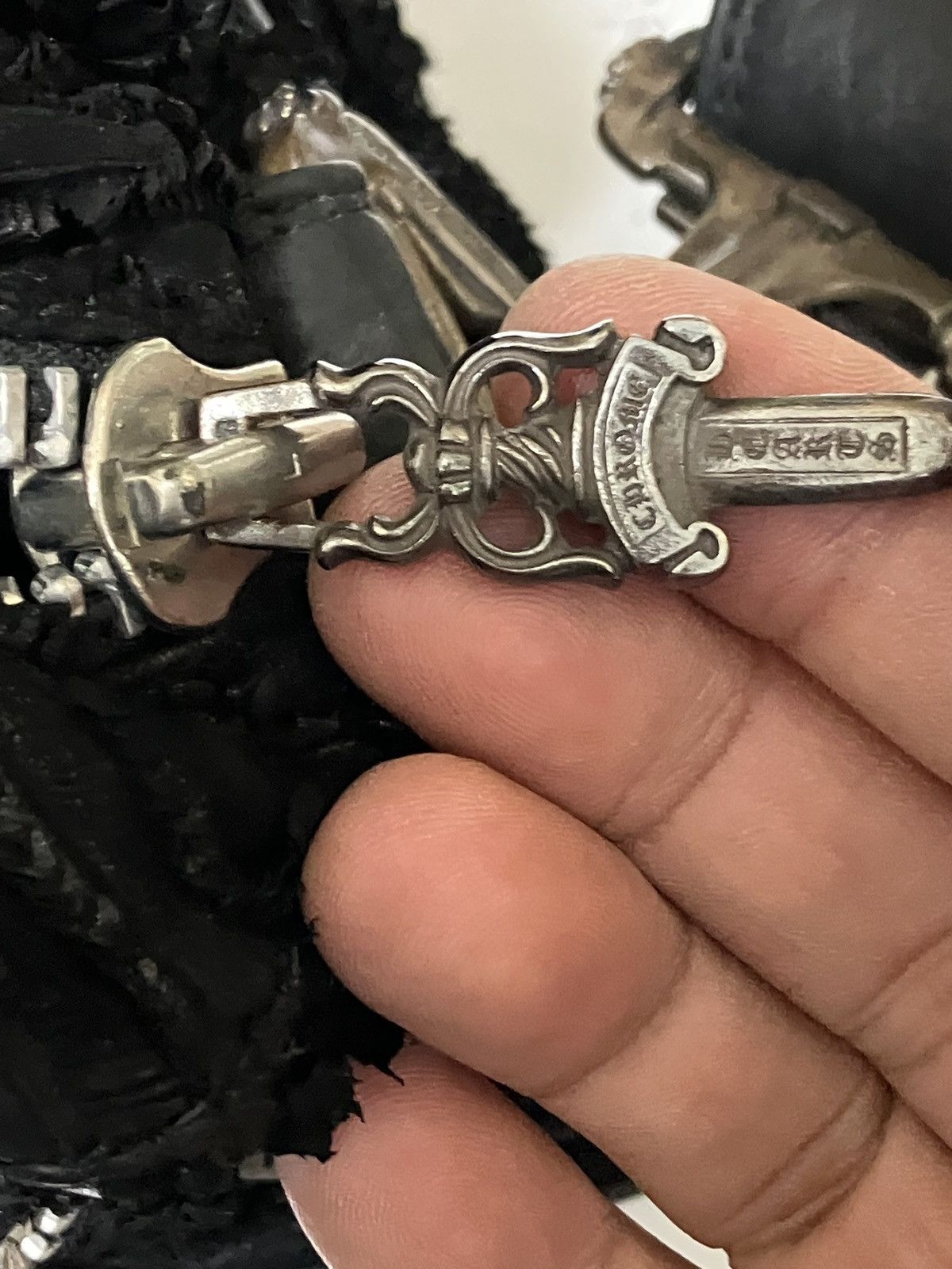 Chrome Hearts Chrome Hearts Waxed Destroyed Leather Cross Patch Bag Size ONE SIZE - 3 Thumbnail