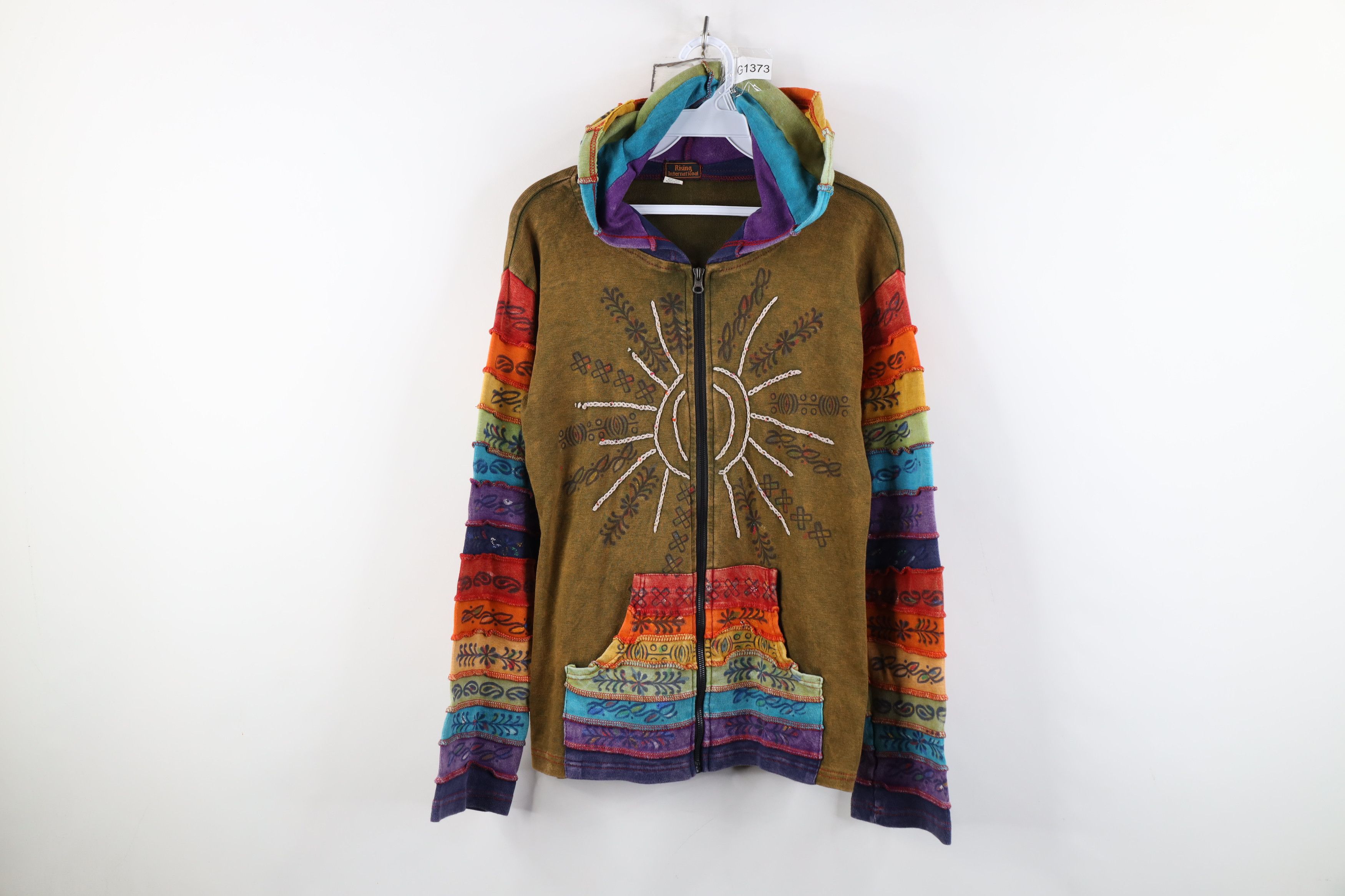 Vintage Vintage 90s Y2K Streetwear Fair Rainbow Sun Full Zip Hoodie Size M / US 6-8 / IT 42-44 - 1 Thumbnail