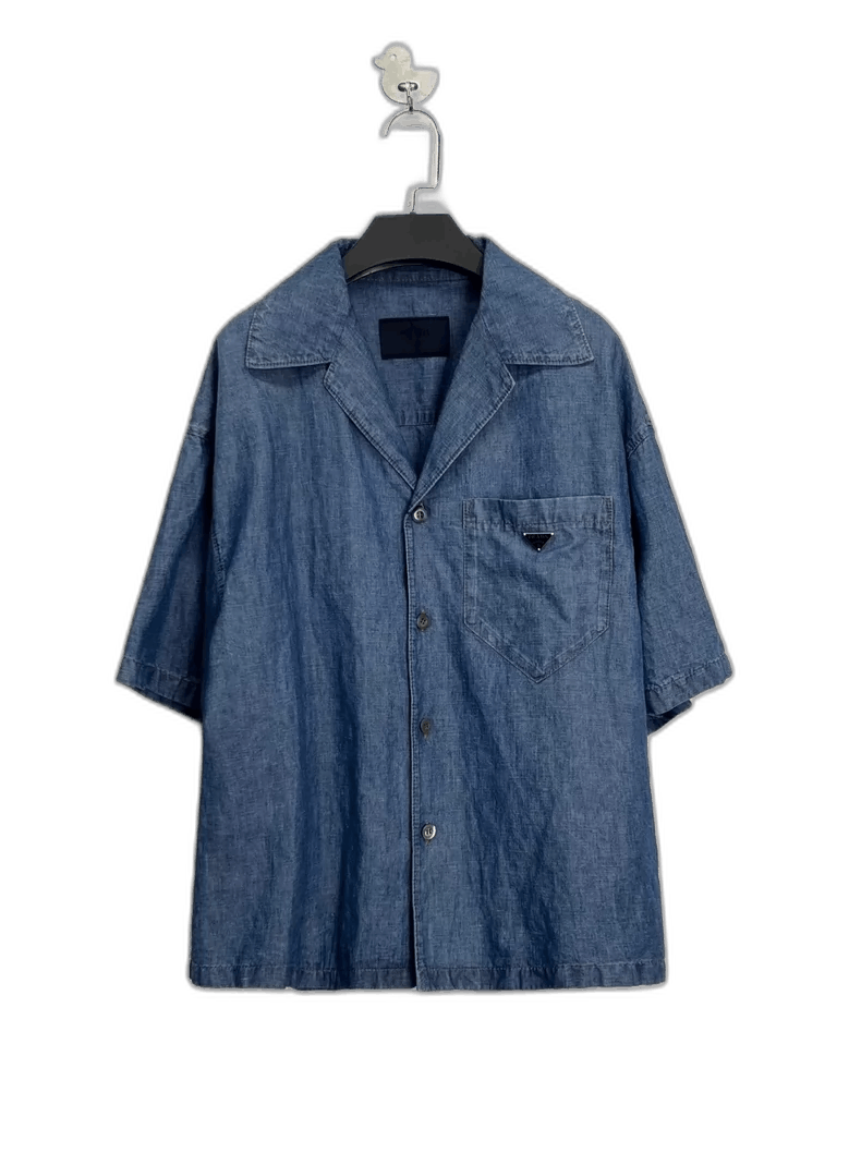 Prada Blue Denim Short Sleeve Shirt