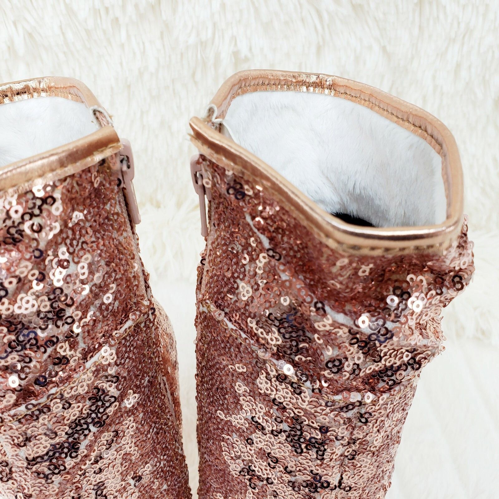 Other Blondie 1008 Rose Gold Sequin Slouchy Ankle Boots High Heels Size US 10 / IT 40 - 9 Thumbnail