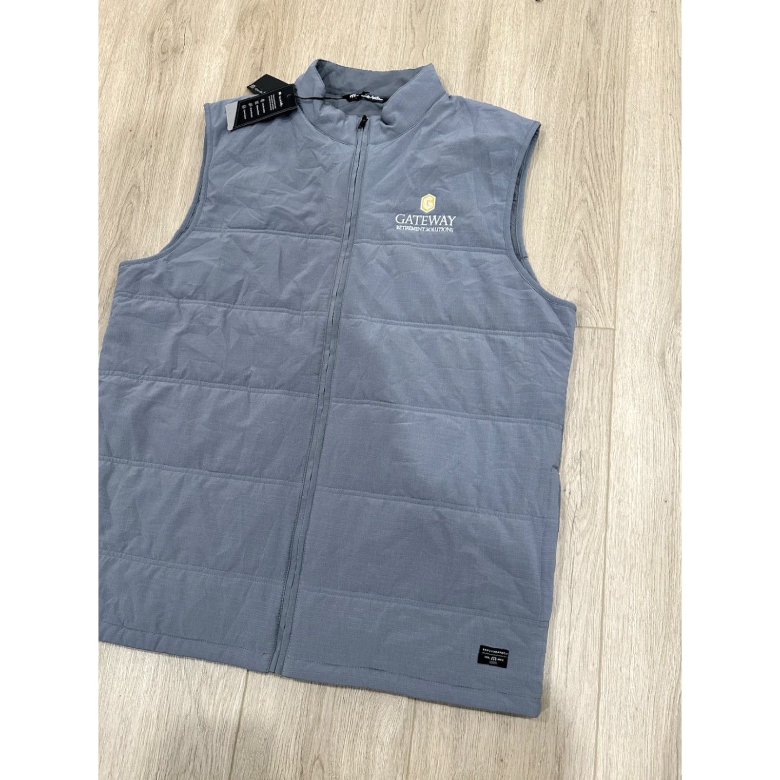 TravisMathew TravisMathew Vest XL Gray Cold Bay Quilted Full Zip Insulated Golf Mens Size US XL / EU 56 / 4 - 2 Thumbnail