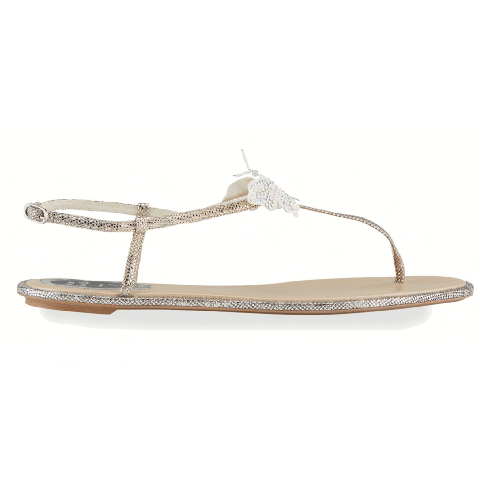 Rene Caovilla Rene Caovilla Blush Lizard Butterfly Strass Flat Thong Ankle Size US 8.5 / IT 38.5 - 3 Thumbnail