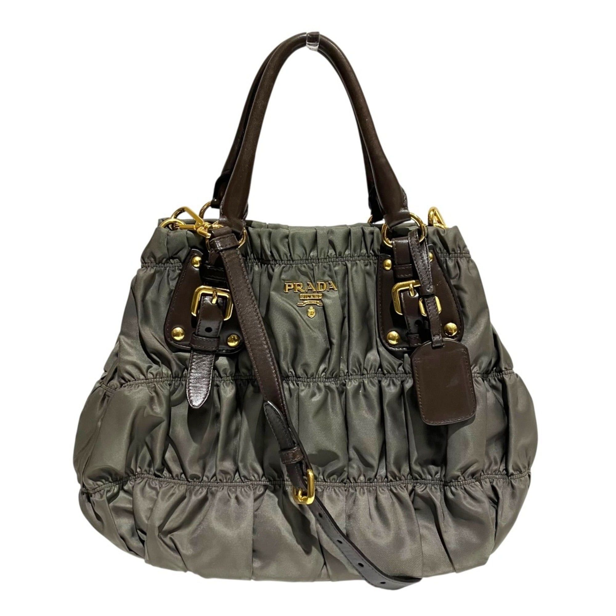 Prada Prada Gathered Bag Handbag Tessuto Gaufre Nylon Leather BN1788 Size ONE SIZE - 1 Thumbnail