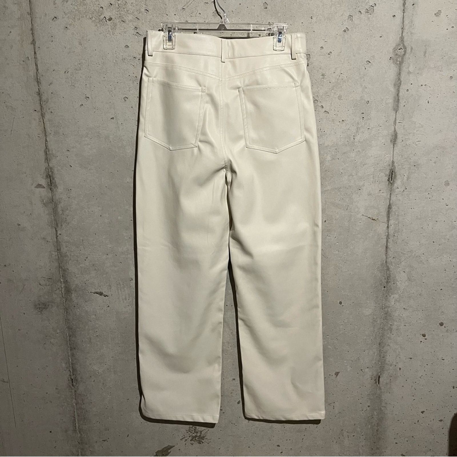 Other JUSTFAB NWT Faux Leather straight leg pants, Cream Beige Size 32" / US 10 / IT 46 - 2 Thumbnail