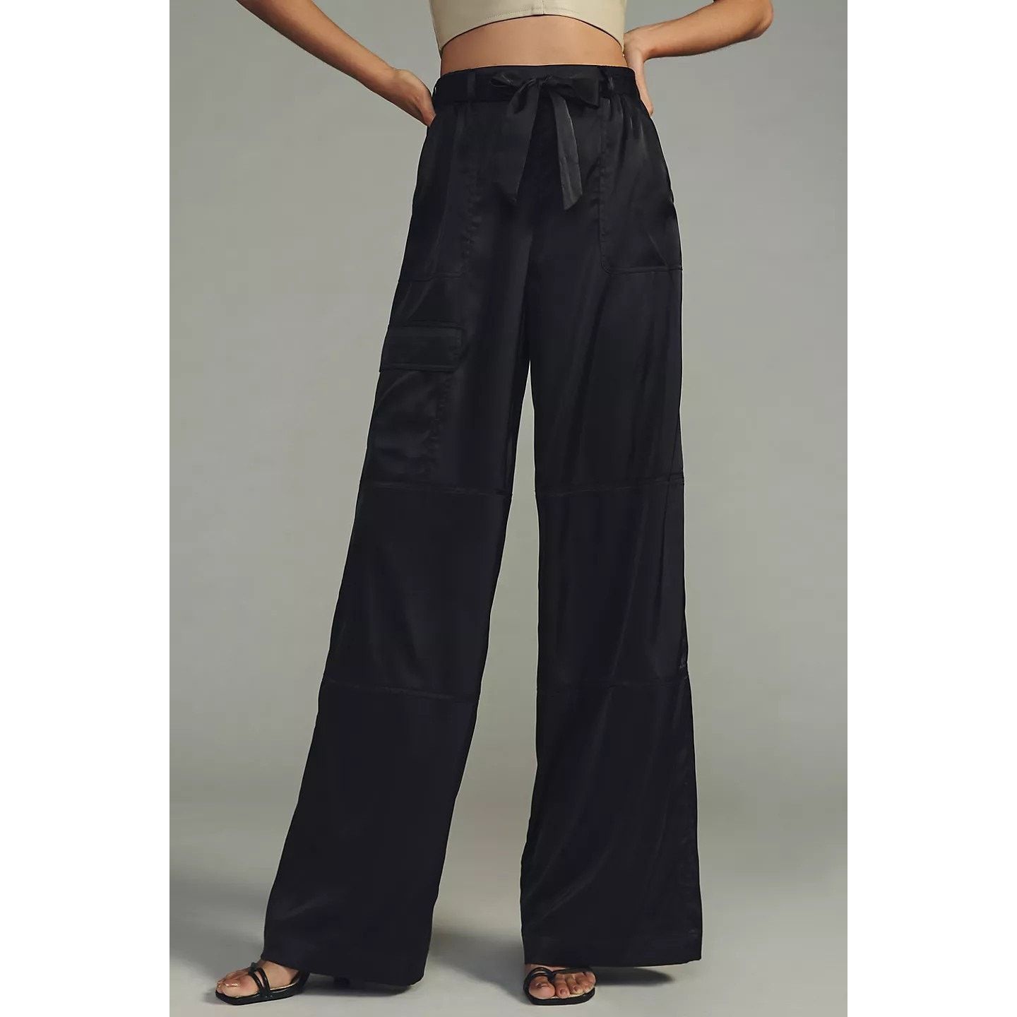 Anthropologie New Anthropologie Hutch Satin Utility Pants $148 SMALL Black Size 27" / US 4 / IT 40 - 6 Thumbnail
