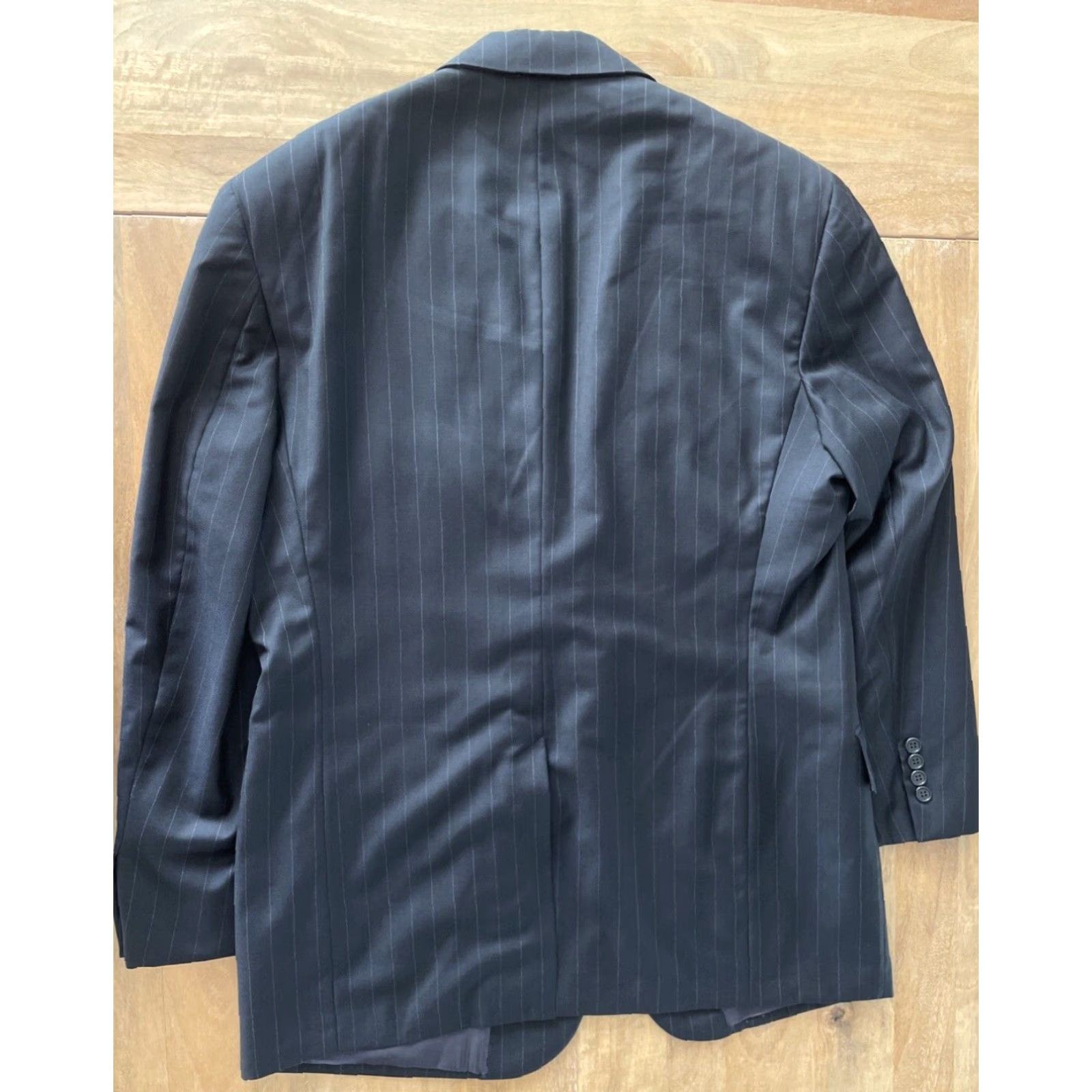 Brooks Brothers Brooks Brothers Blazer Black 42R Wool Pinstripe Notch Lapel Two-Button Single-Breasted Slim Regular Mens Jacket Suit Size 42R - 2 Thumbnail