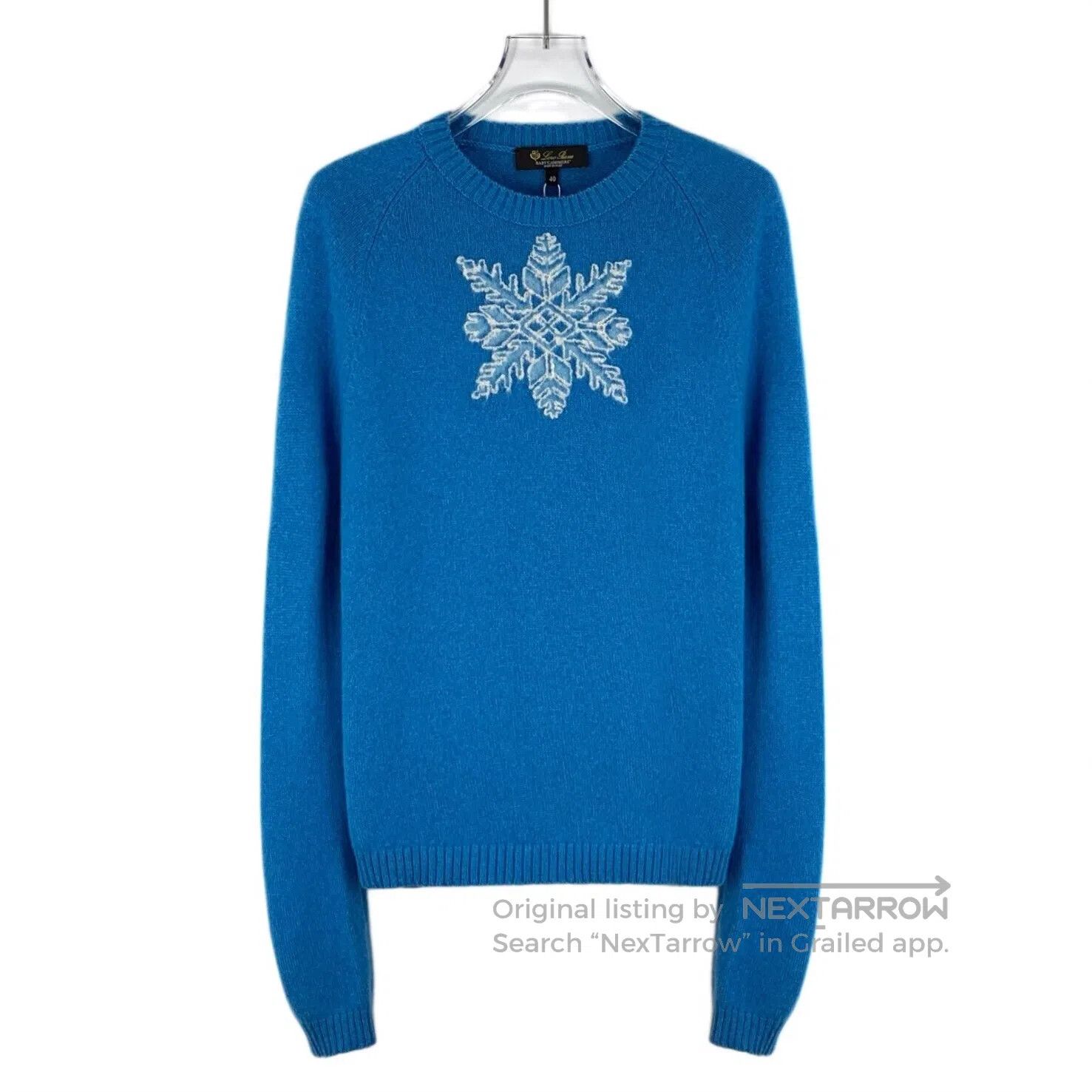 Loro Piana Loro Piana Blue snowflake intarsia cashmere round-neck lon Size US L / EU 52-54 / 3 - 1 Thumbnail