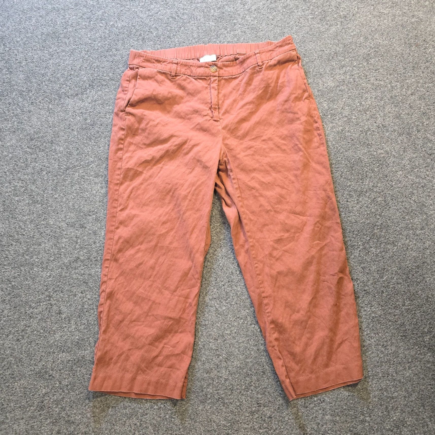 J. Jill **J. Jill Women's Orange Straight Leg Linen Stretch Crop Pants** User: J. Jill Women's Orange Straight Leg Linen Stretch Crop Pants Size 38" / US 16 / IT 52 - 2 Thumbnail