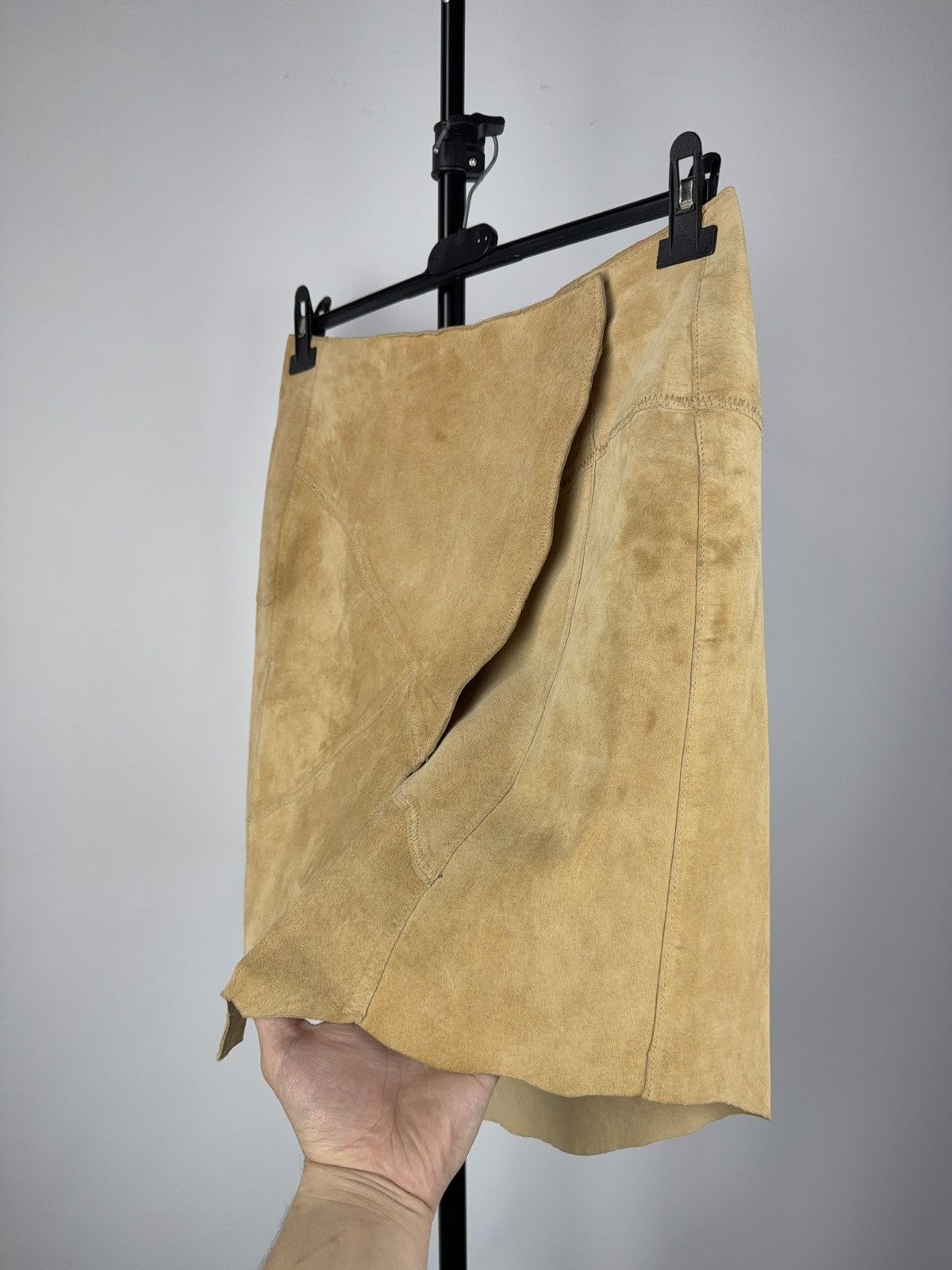 Japanese Brand × Leather Vintage Avant Garde Leonardo Patchwork Leather Midi Skirt Size 32" / US 10 / IT 46 - 3 Thumbnail