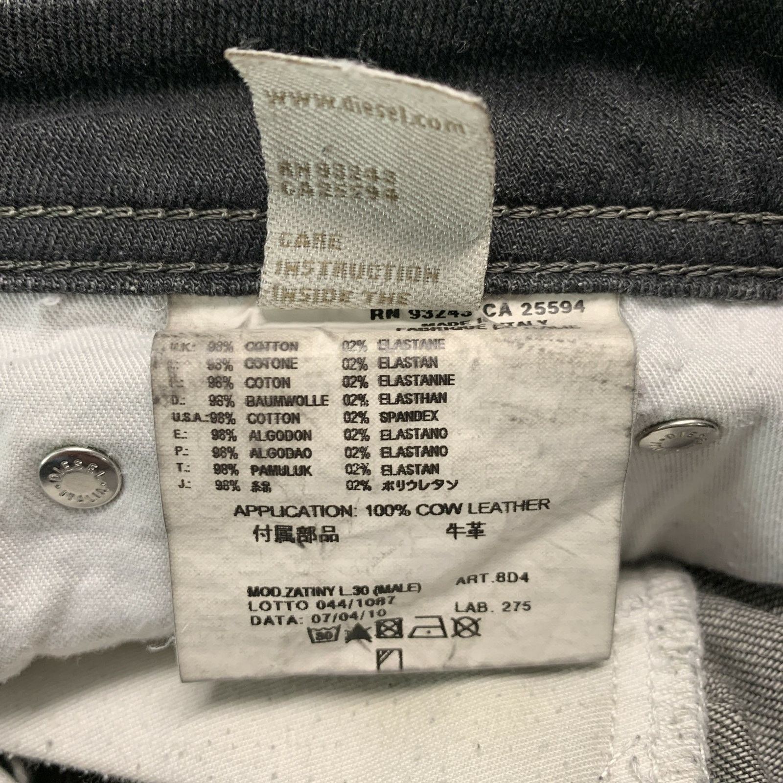 Diesel 26 Grey Charcoal Distressed Cotton Elastane Button Fly Jeans Size US 26 / EU 42 - 6 Thumbnail