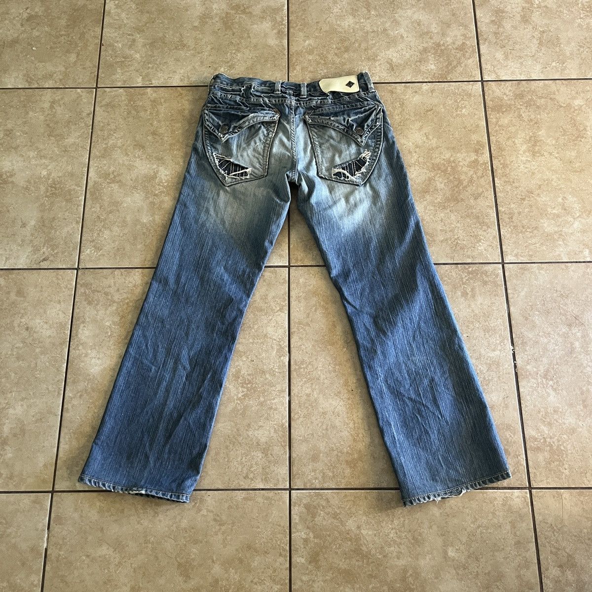Affliction × Monarchy × Vintage Monarchy Atalier Patched and Distressed Low Rise Jeans Size US 29 - 6 Thumbnail