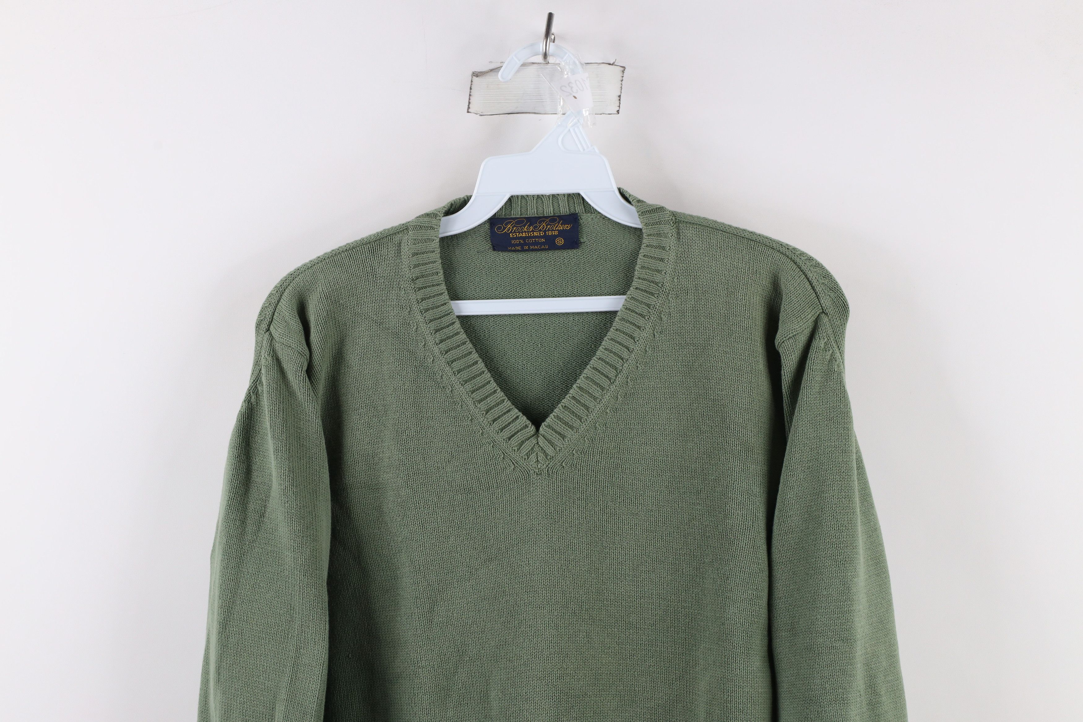 Brooks Brothers × Vintage Vintage 80s 90s Brooks Brothers Blank Cotton Knit Sweater Size US S / EU 44-46 / 1 - 2 Thumbnail