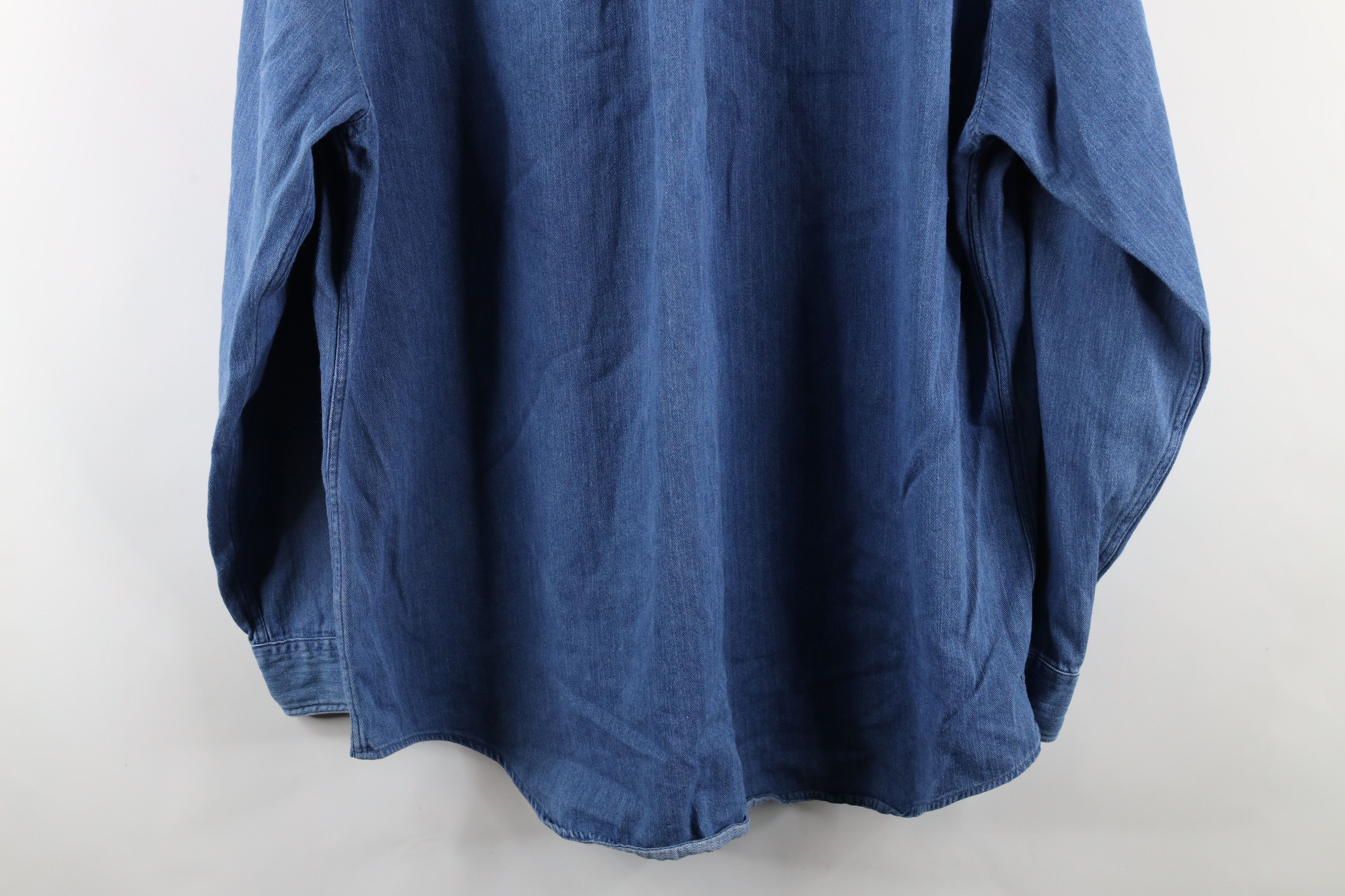 Vintage Vintage 90s Streetwear Denim Jean Button Down Shirt Blue Size US XL / EU 56 / 4 - 11 Thumbnail