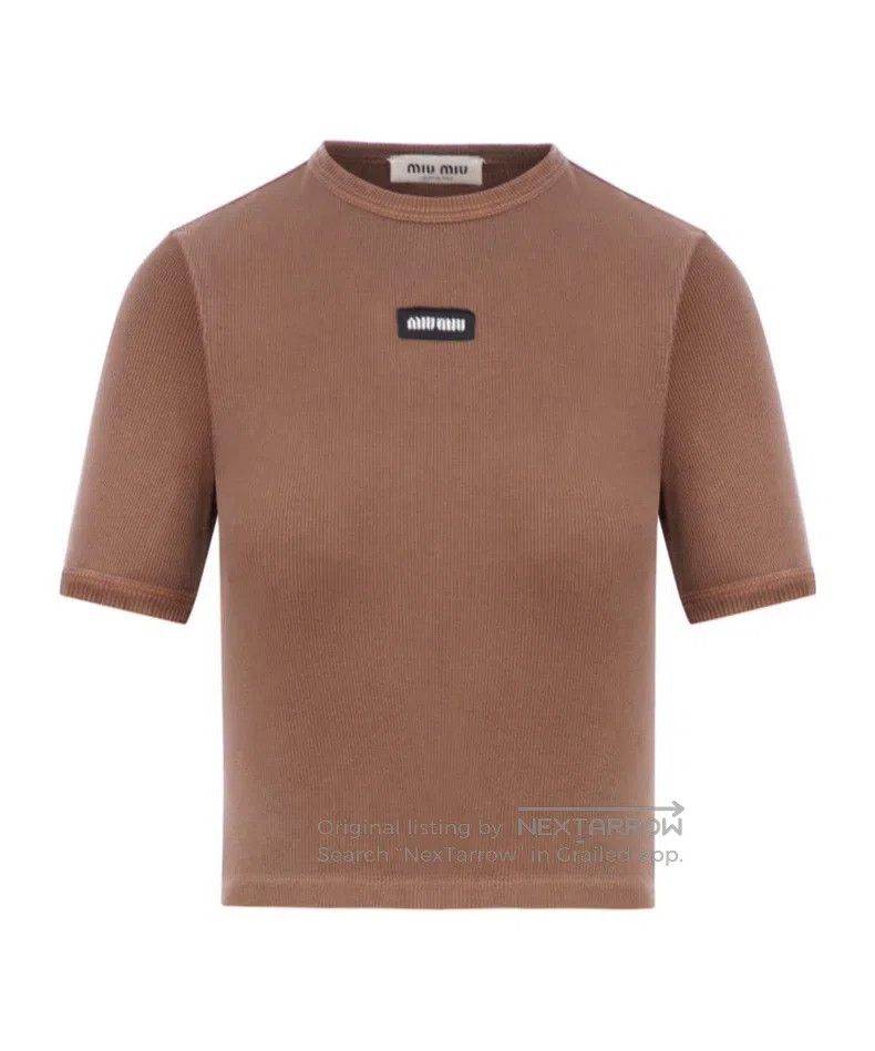 Miu Miu Miu Miu Size S Brown short-sleeved T-shirt Size S / US 4 / IT 40 - 1 Thumbnail