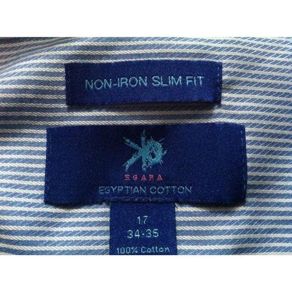 Egara EGARA MENS BLUE 100%EGYPTIAN COTTON DRESS SHIRT 17/34-35 Size US XL / EU 56 / 4 - 6 Thumbnail