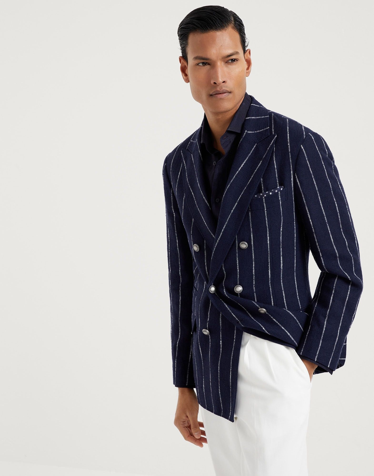 o1w1db10925 Woven Wool Jacket in Open Blue