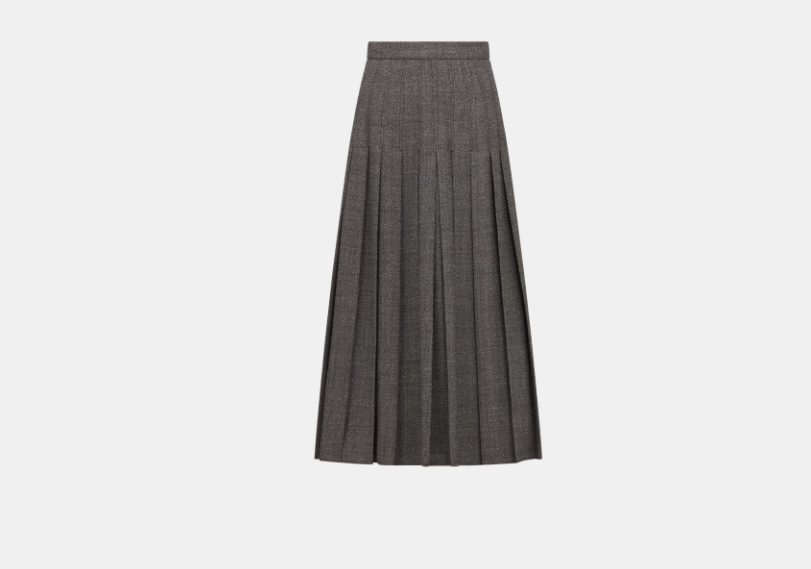 Dior o1w1db10525 351J17 Pleated Mid-Length Skirt in Gray Size 25" / US 0 / IT 36 - 1 Thumbnail