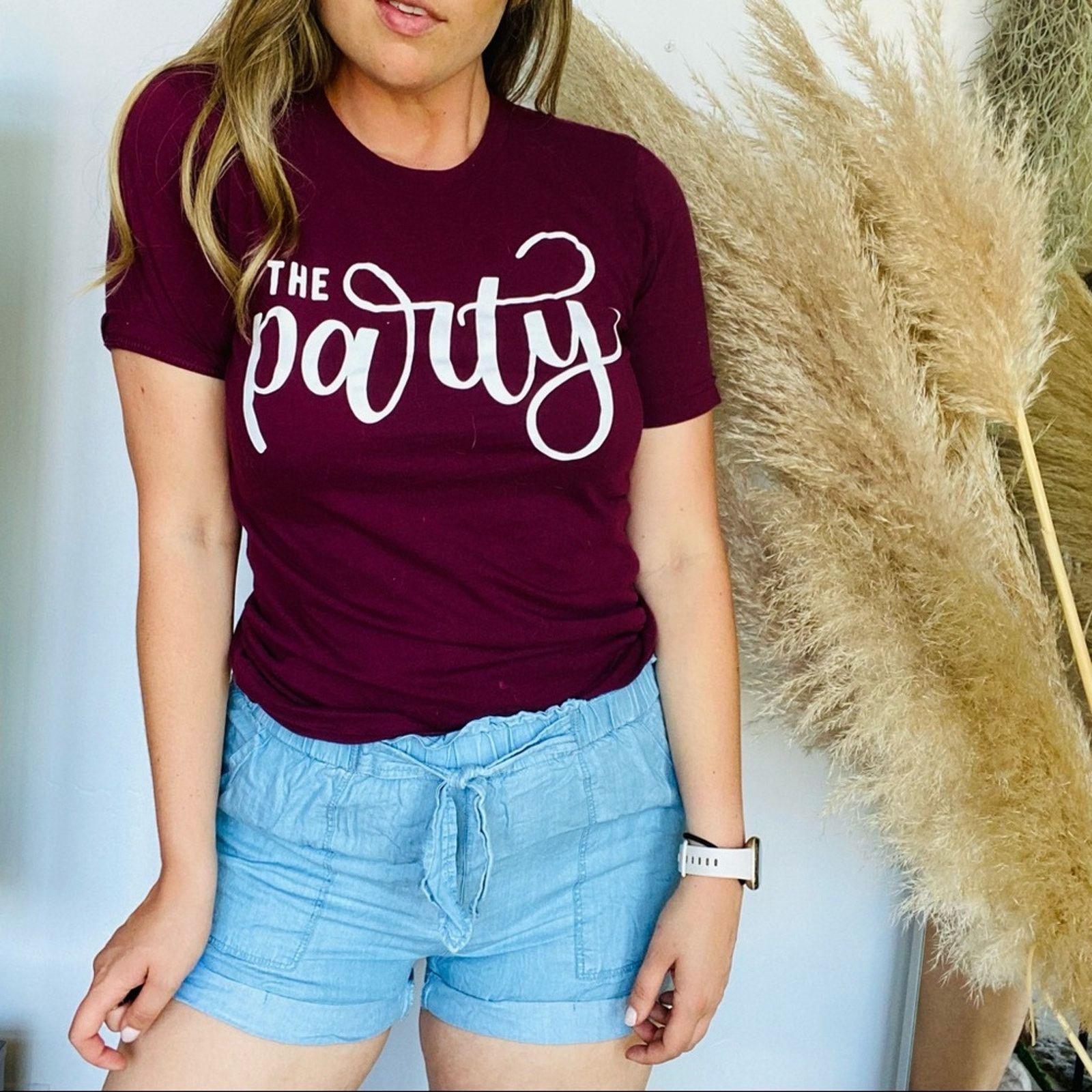 Canvas CANVAS Maroon White Script The Party Screen Tee Shirt Top Size S / US 4 / IT 40 - 6 Thumbnail