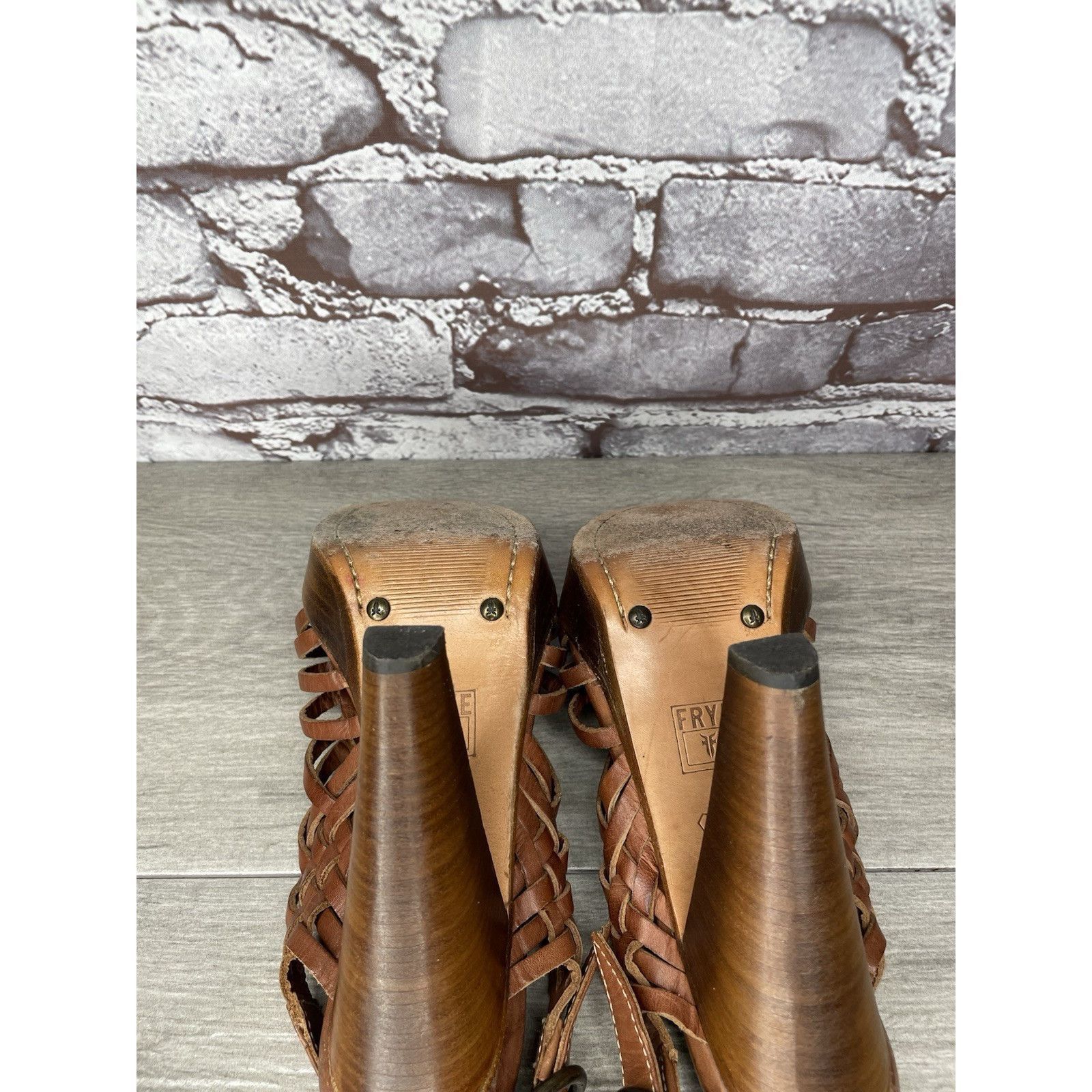 Frye Frye Joy Brown Braided Leather Huarache Platform Heel Sandal Size US 6.5 / IT 36.5 - 22 Thumbnail