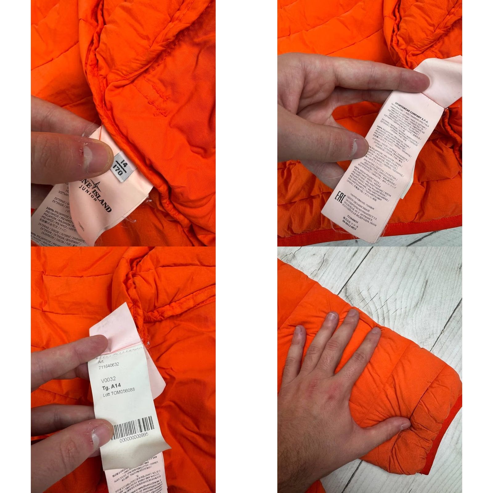 Stone Island Stone Island Down Jacket Hooded Puffer Men Size S Orange Jacket Mens Winter Fashion Logo Nylon Zip Casual Size US S / EU 44-46 / 1 - 11 Thumbnail