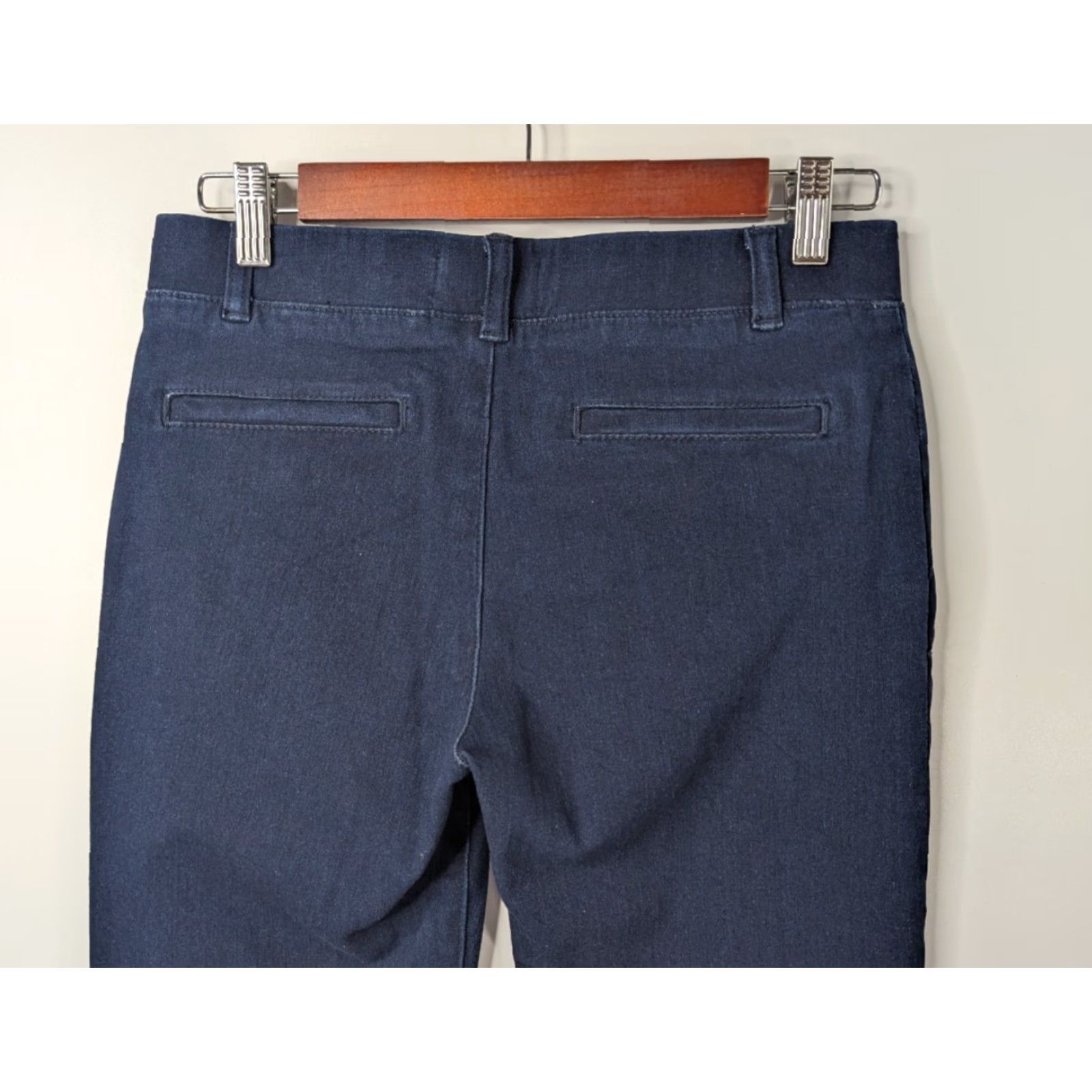 Denime Betabrand Denim Jeans Straight Leg W0626 S Indigo 4-Way Stretch Elastic Waist Logo Pockets Long Classic Women’s Pants Size 28" / US 6 / IT 42 - 5 Thumbnail