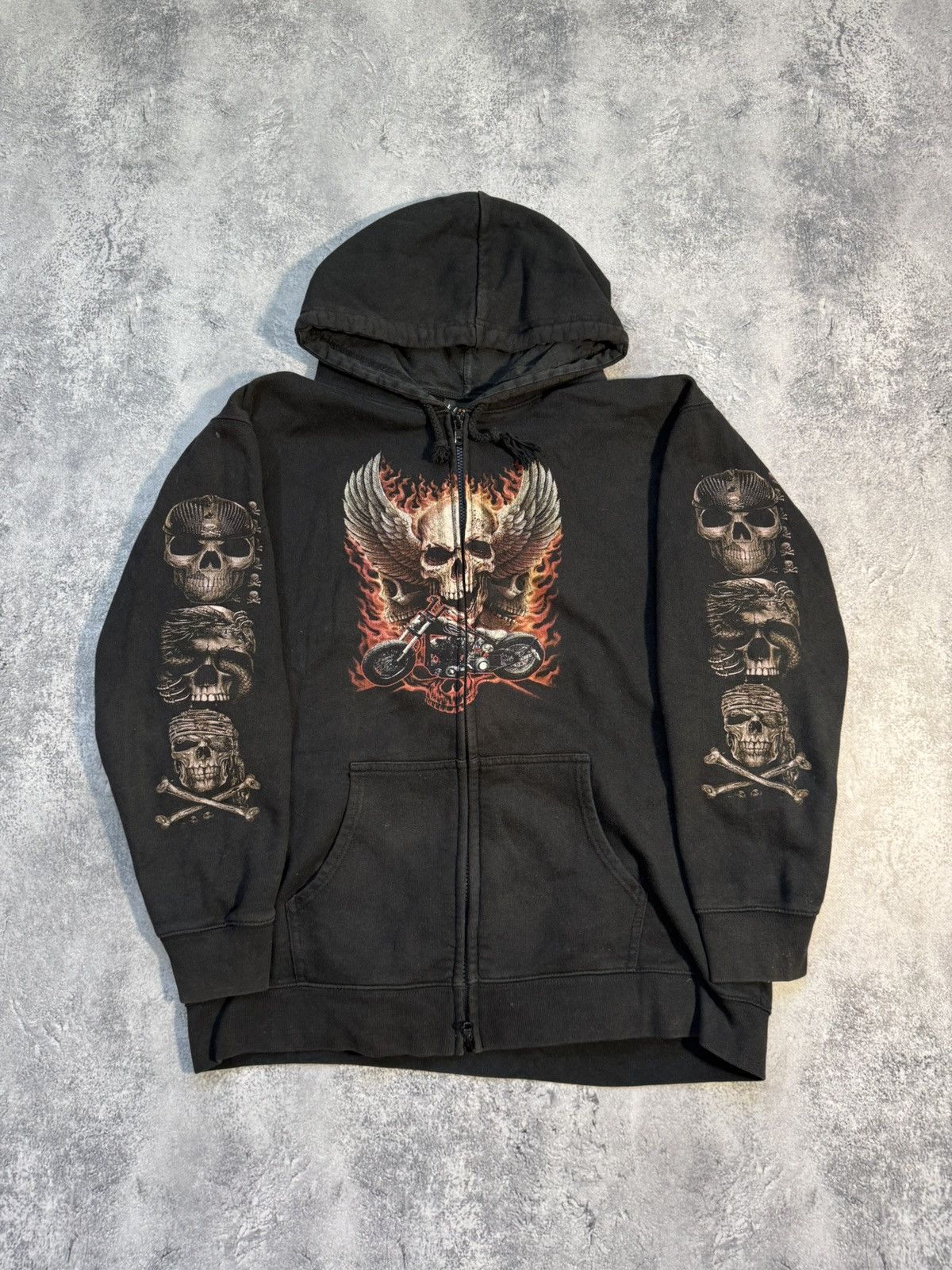 Japanese Brand × Vintage Vintage Ed Hardy by Christian Audigier Style, Skull Hoodie Size US M / EU 48-50 / 2 - 1 Thumbnail