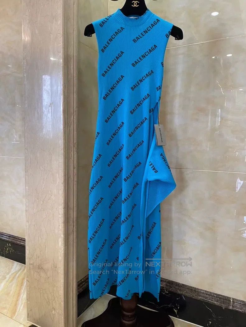 Balenciaga Balenciaga Blue Letter Logo Dress Size XS / US 0-2 / IT 36-38 - 4 Thumbnail