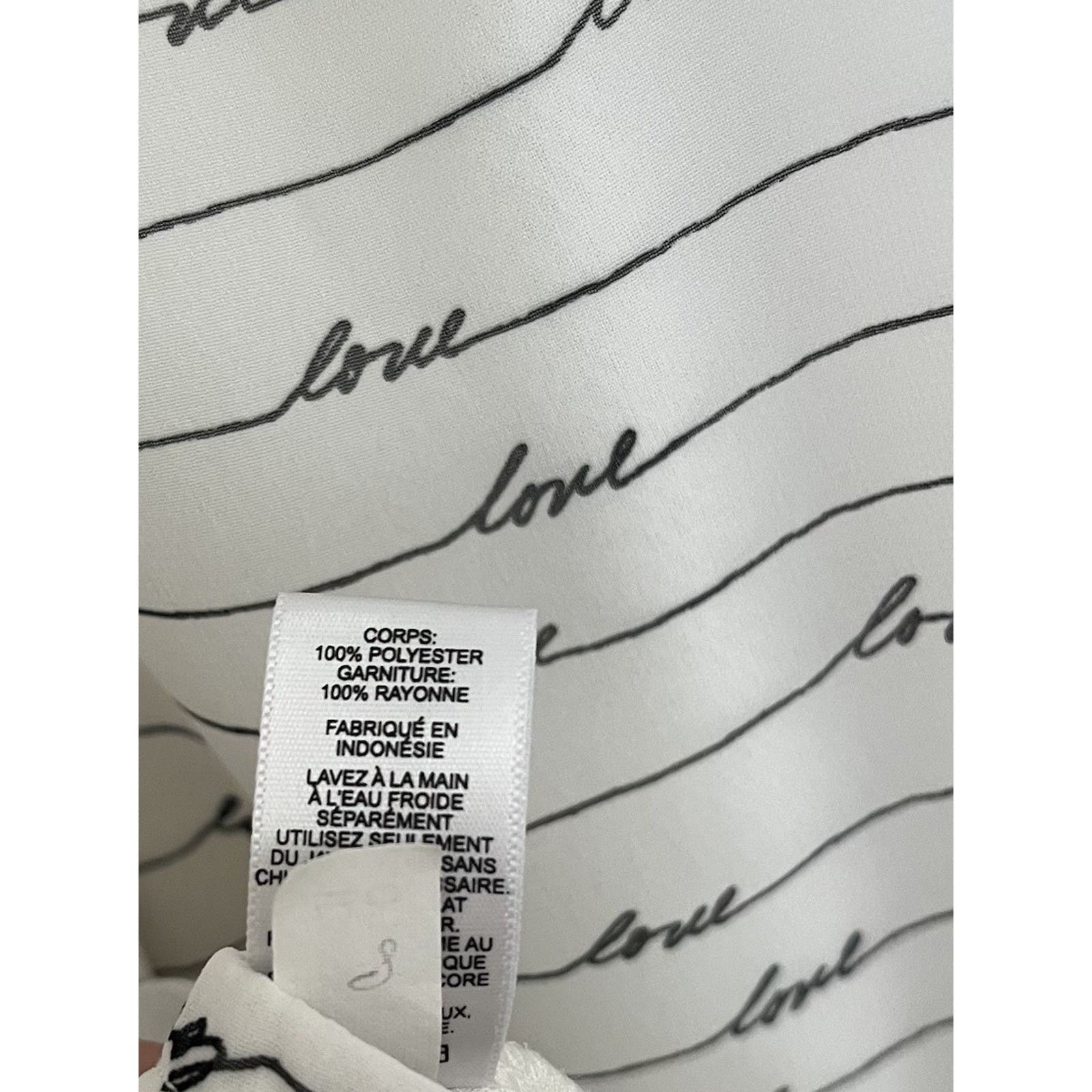 Express Express | Ivory White Halter Tie Back Love Print Top Chiffon Size M / US 6-8 / IT 42-44 - 5 Thumbnail