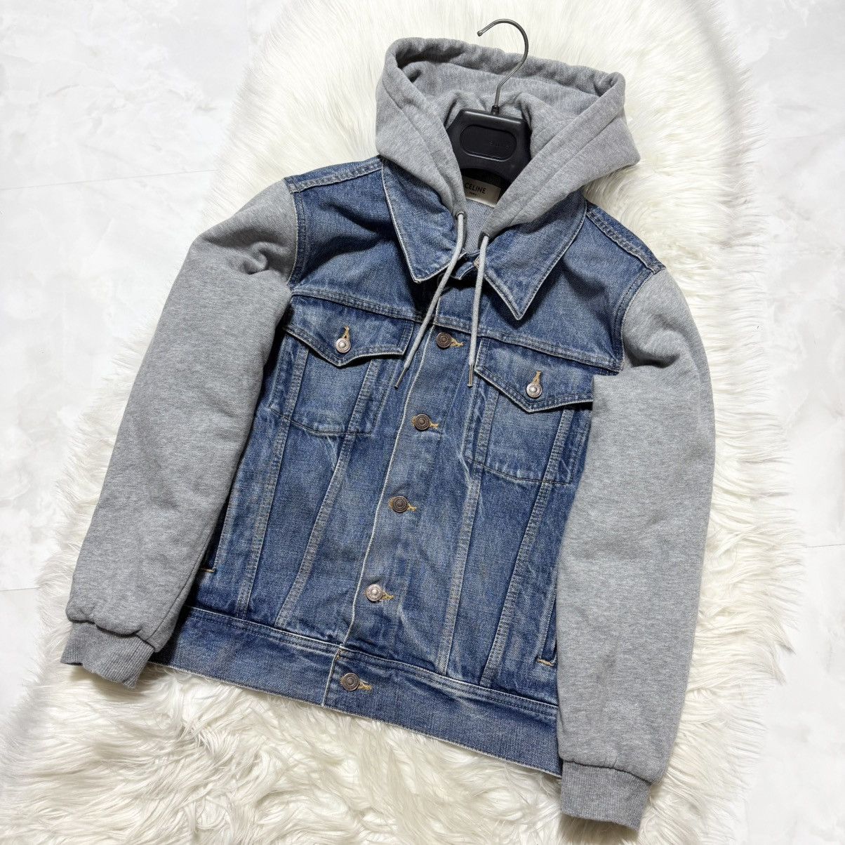 Celine Celine Union Wash Hooded Sweat Docking Trucker Denim Jacket Size XS / US 0-2 / IT 36-38 - 4 Thumbnail