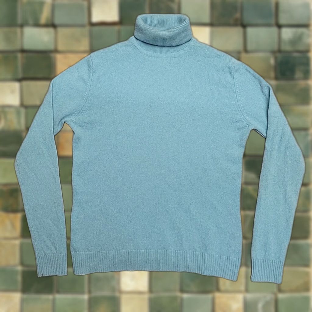 Vintage Garnet Hill Sweater Womens Small Blue 100% Cashmere Turtleneck Retro Classic Size S / US 4 / IT 40 - 1 Thumbnail