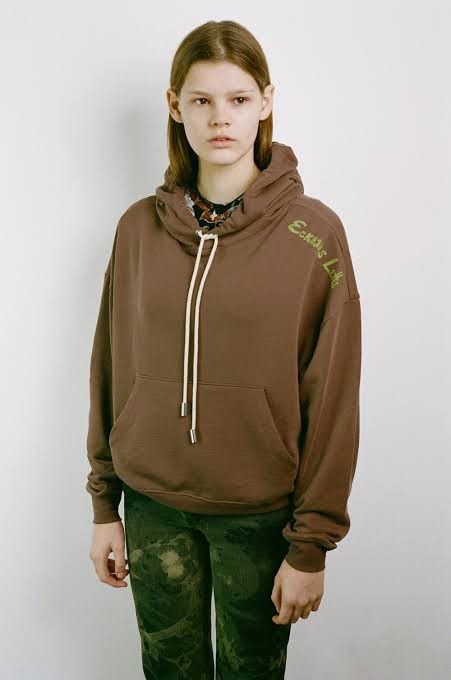 image of Eckhaus Latta Cropped Hoodie in Brown, Men's (Size Large)