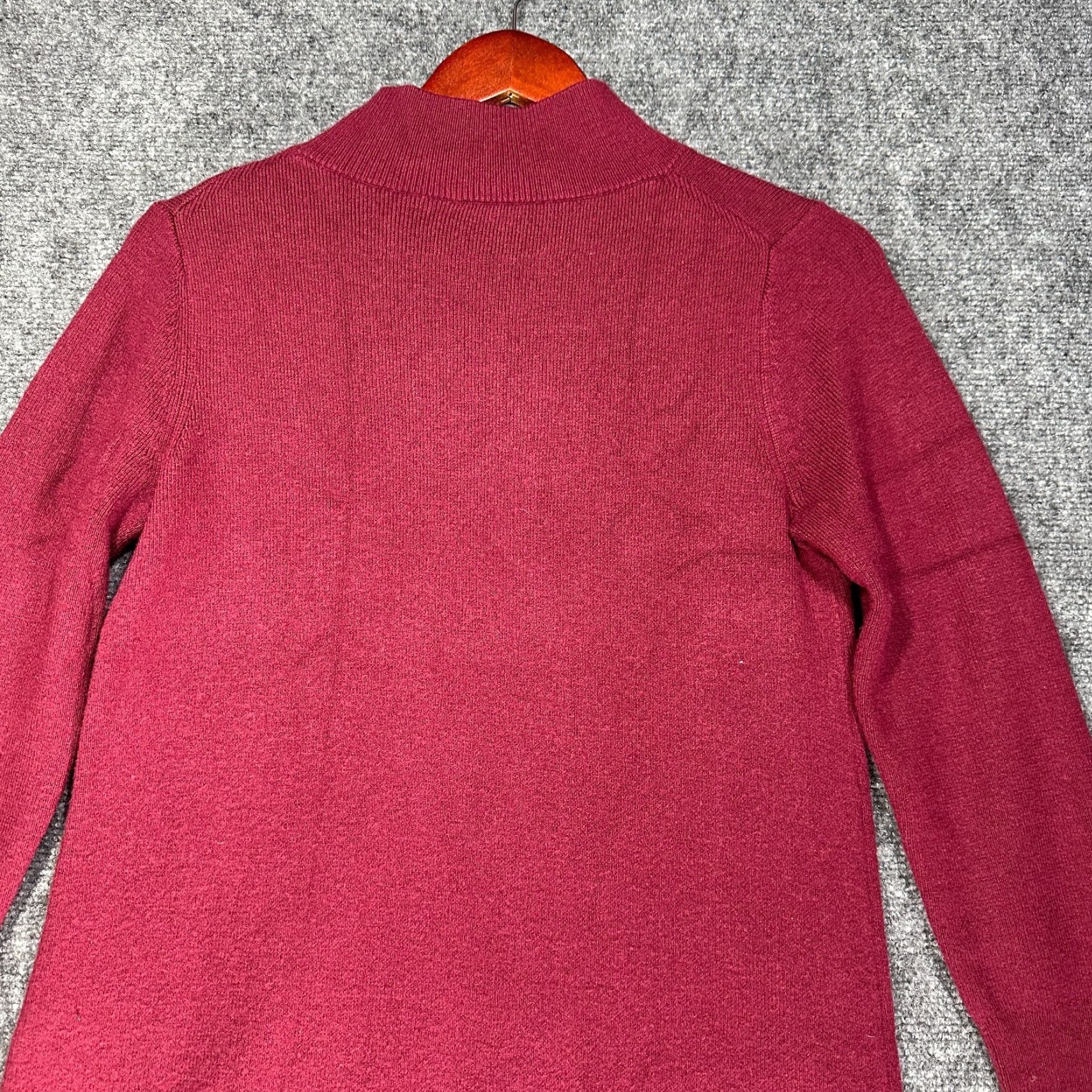 Ann Taylor Ann Taylor Sweater Dress Womens Petite Medium Maroon Wool Blend Mock Neck Knit Midi Dress Size M / US 6-8 / IT 42-44 - 8 Thumbnail