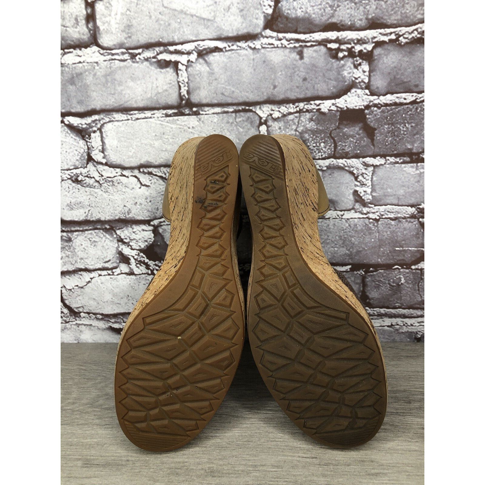 Teva Teva Riviera Grey Brown Mary Jane Cork Wedge Shoes Women 7.5 Size US 7.5 / IT 37.5 - 10 Thumbnail