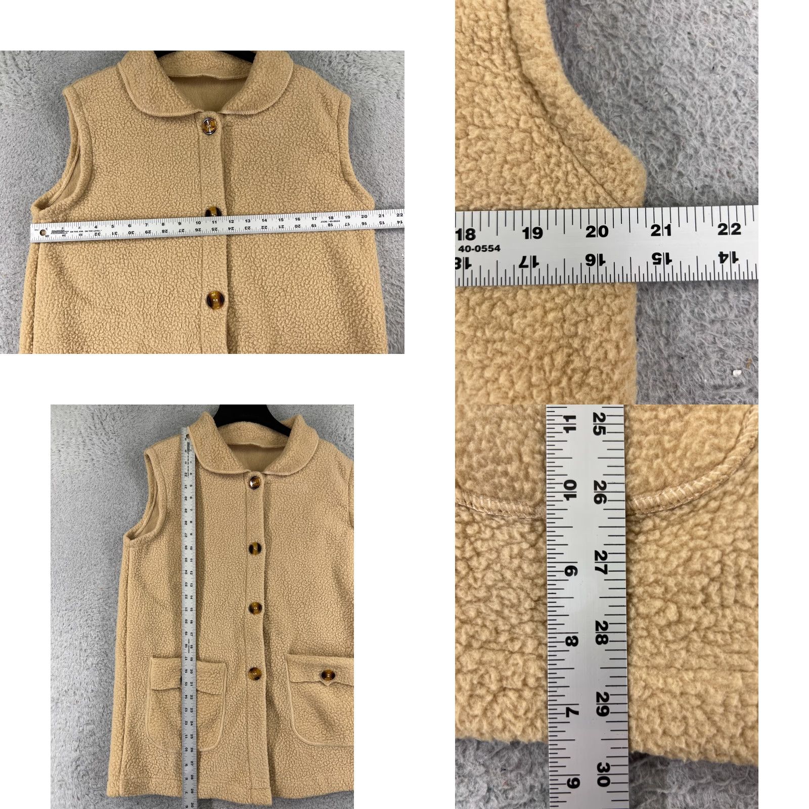Vintage Womens Vest Large Beige Button Up Pockets 100% Polyester Fleece Collared Size L / US 10 / IT 46 - 8 Thumbnail