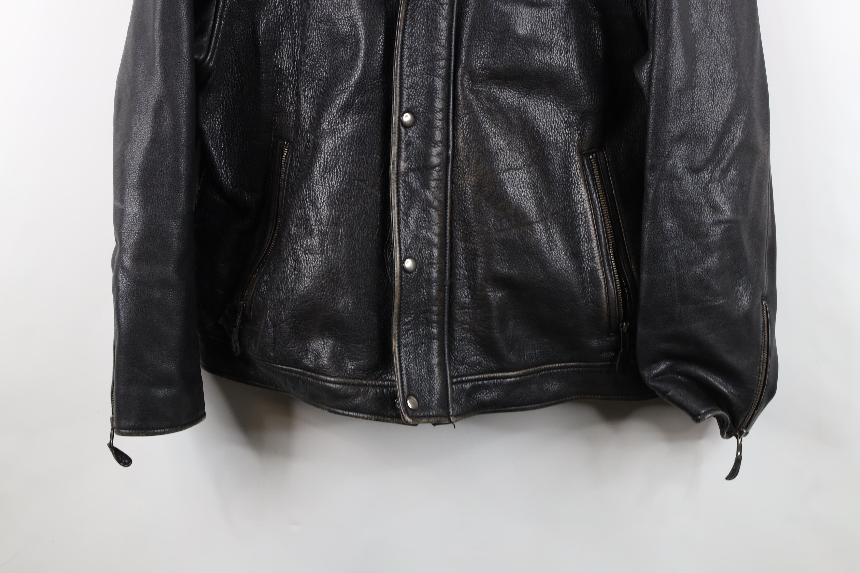 Vintage Vintage 90s Streetwear Heavyweight Leather Jacket Dark Brown Size US L / EU 52-54 / 3 - 3 Thumbnail