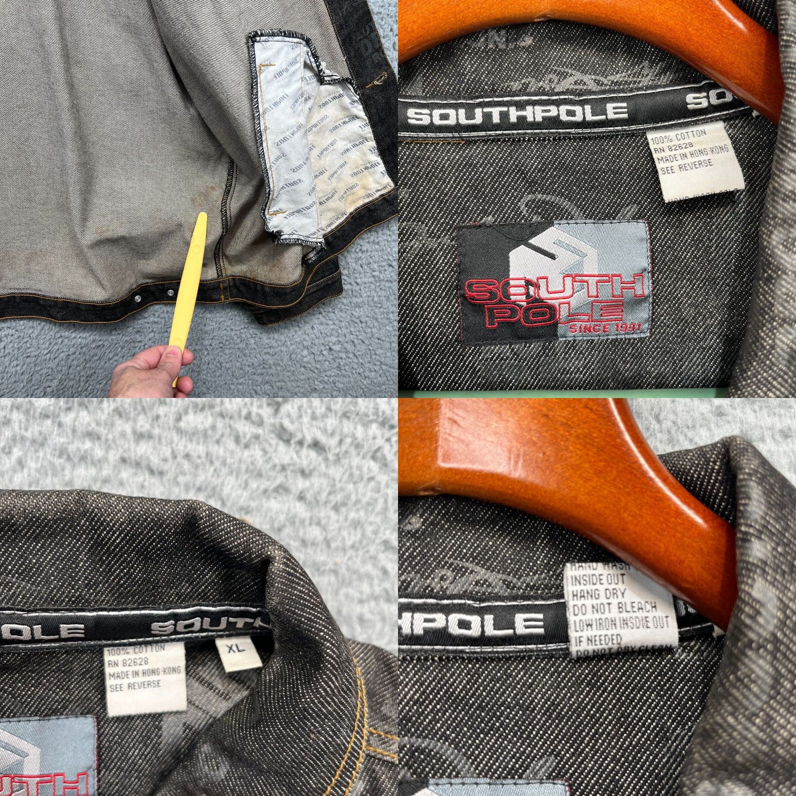 Southpole VINTAGE SouthPole Waxed Denim Jacket Mens XL Black AOP Graffiti Streetwear Logo Jacket Size US XL / EU 56 / 4 - 11 Thumbnail
