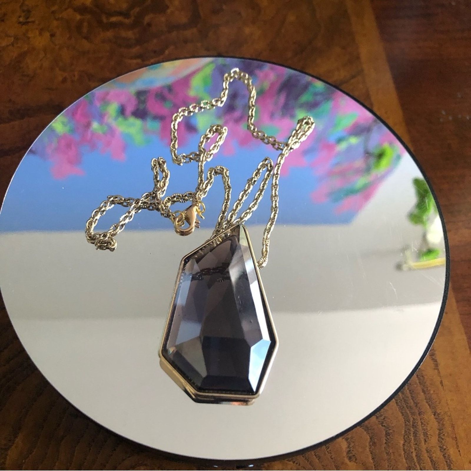 Jewelry Geometric faceted smoky topaz lucite necklace Size ONE SIZE - 2 Thumbnail
