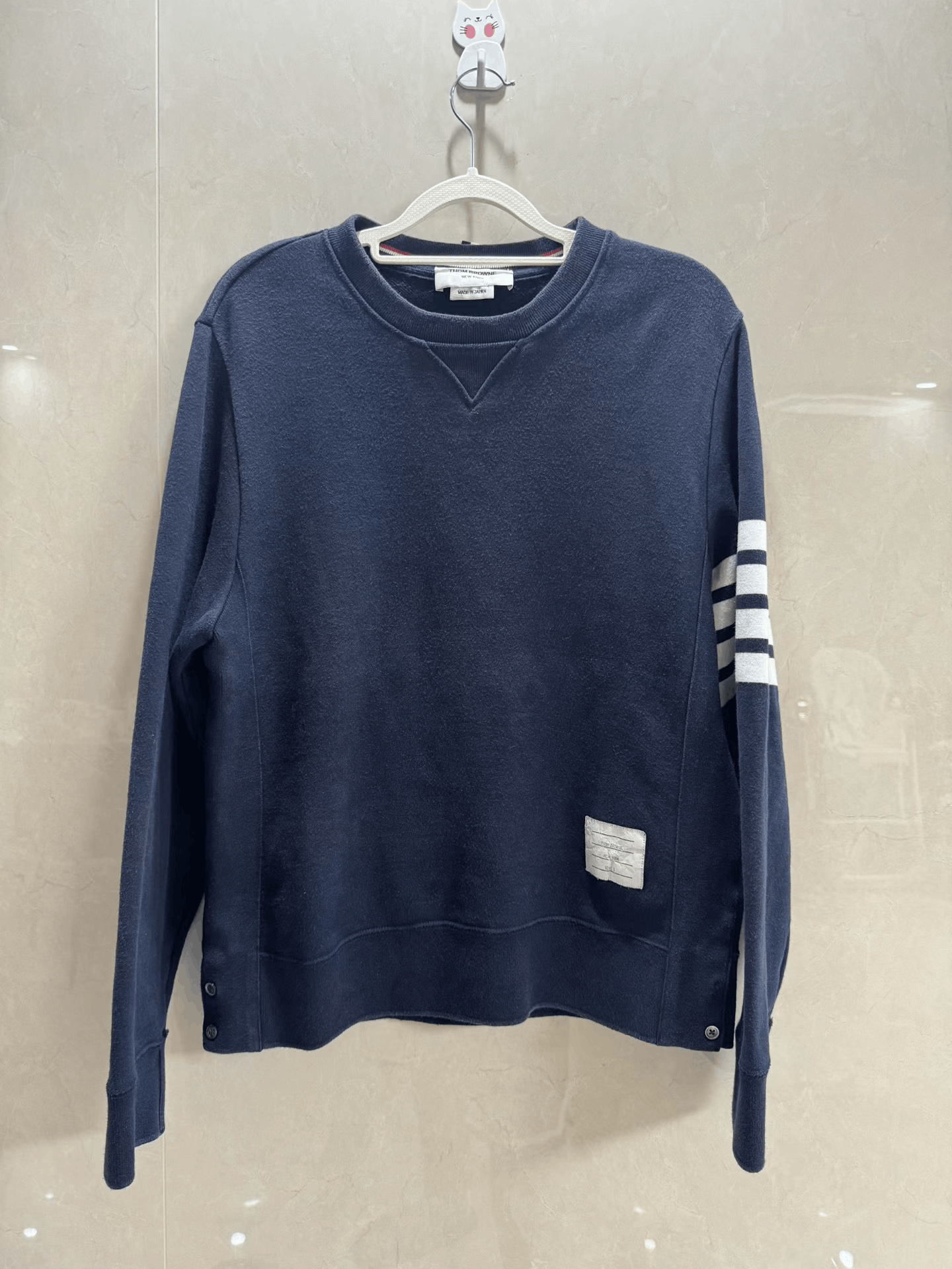 Thom Browne Four-Stripe Blue Sweatshirt