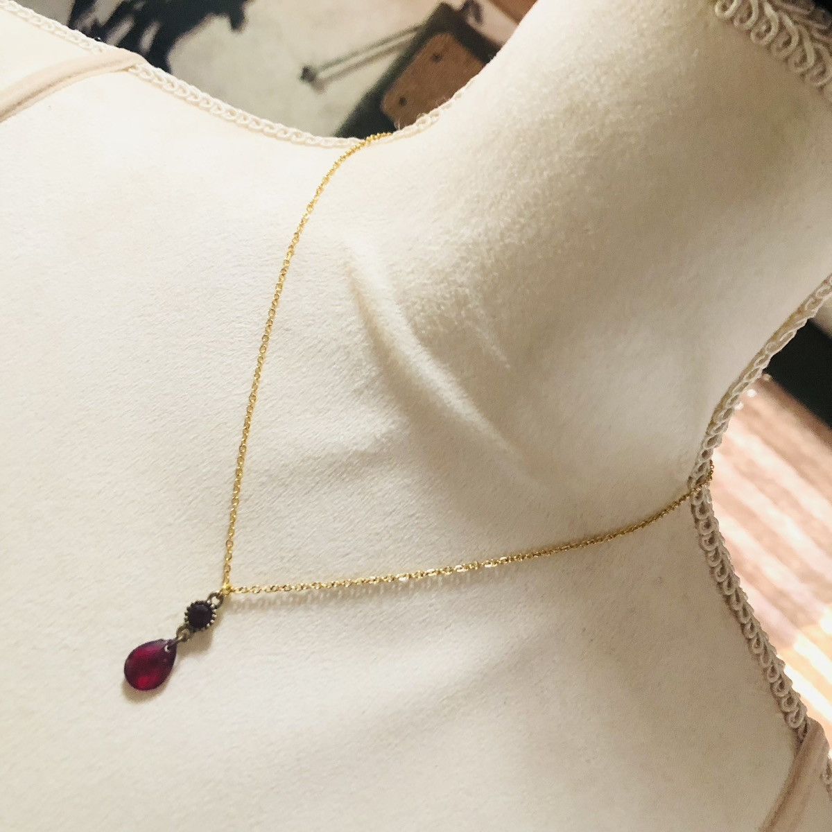 Handmade Handcrafted vintage faceted red glass dangle necklace Size ONE SIZE - 1 Thumbnail