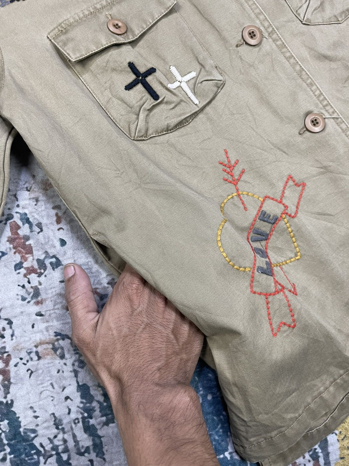 Japanese Brand Rosebud Embroidered Military Inspired Overshirt Jacket Size S / US 4 / IT 40 - 10 Thumbnail